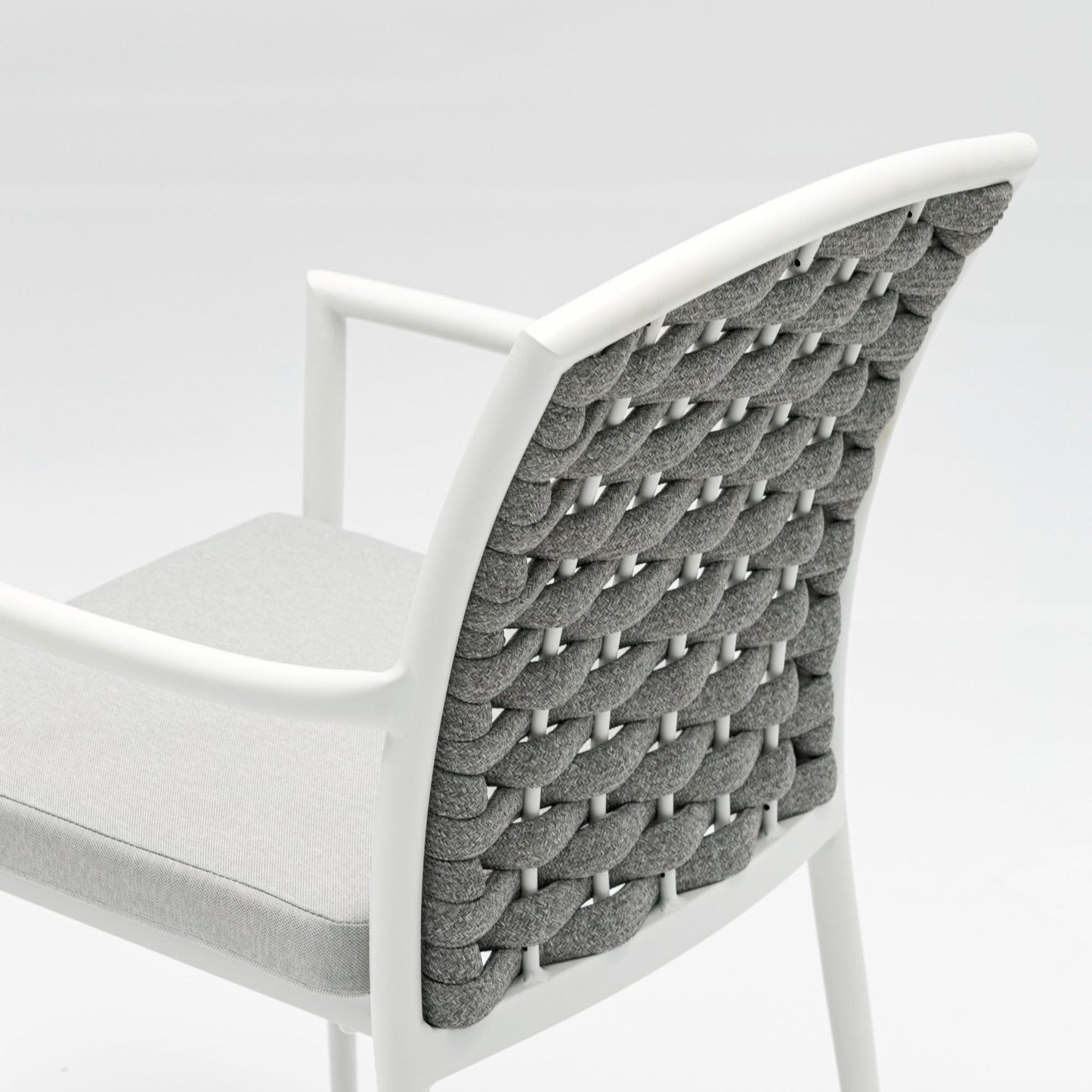 Silla de comedor Walga aluminio blanco cojín gris claro