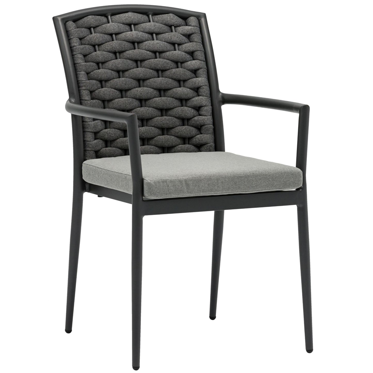 Silla de comedor Walga aluminio antracita cojín gris medio