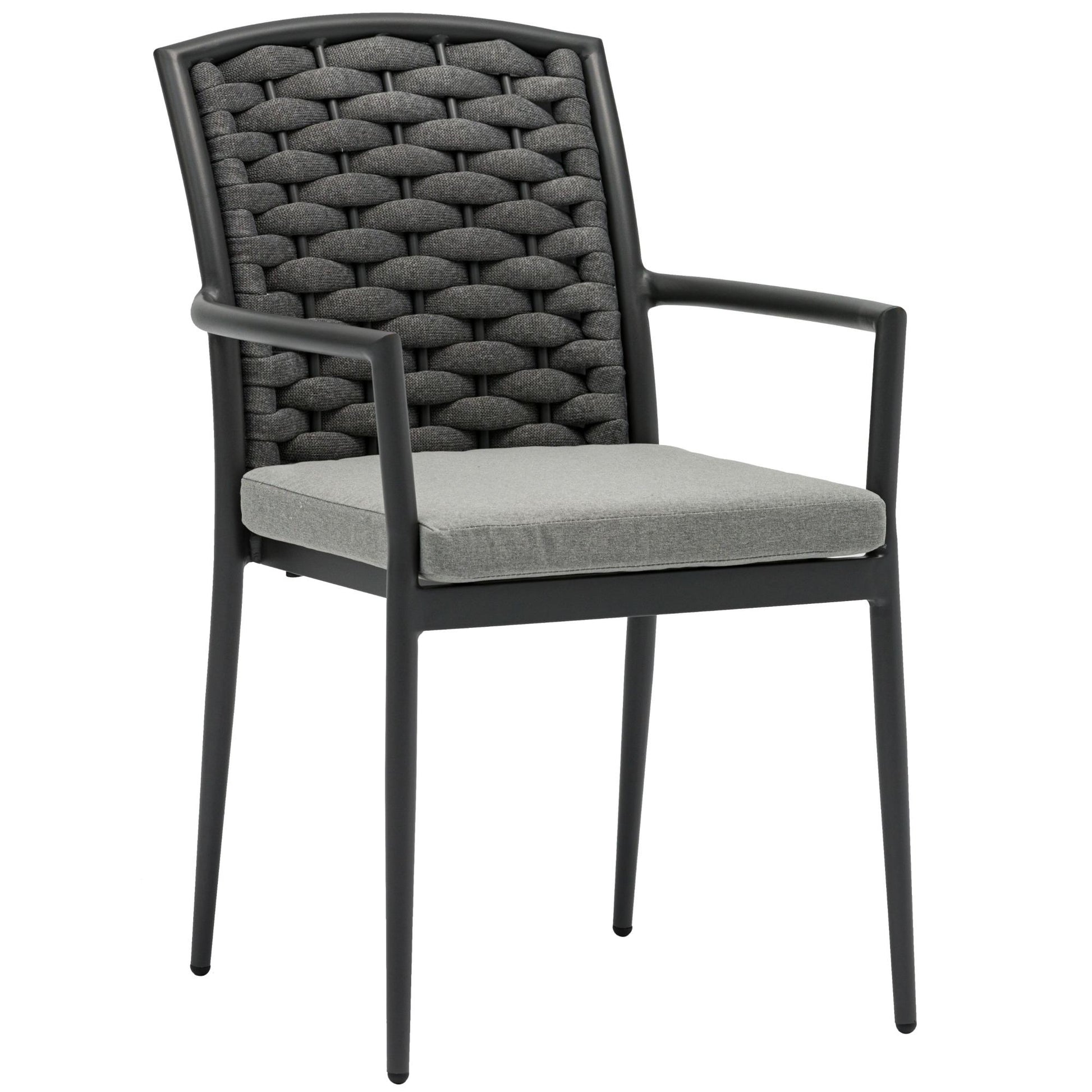 Silla de comedor Walga aluminio antracita cojín gris medio