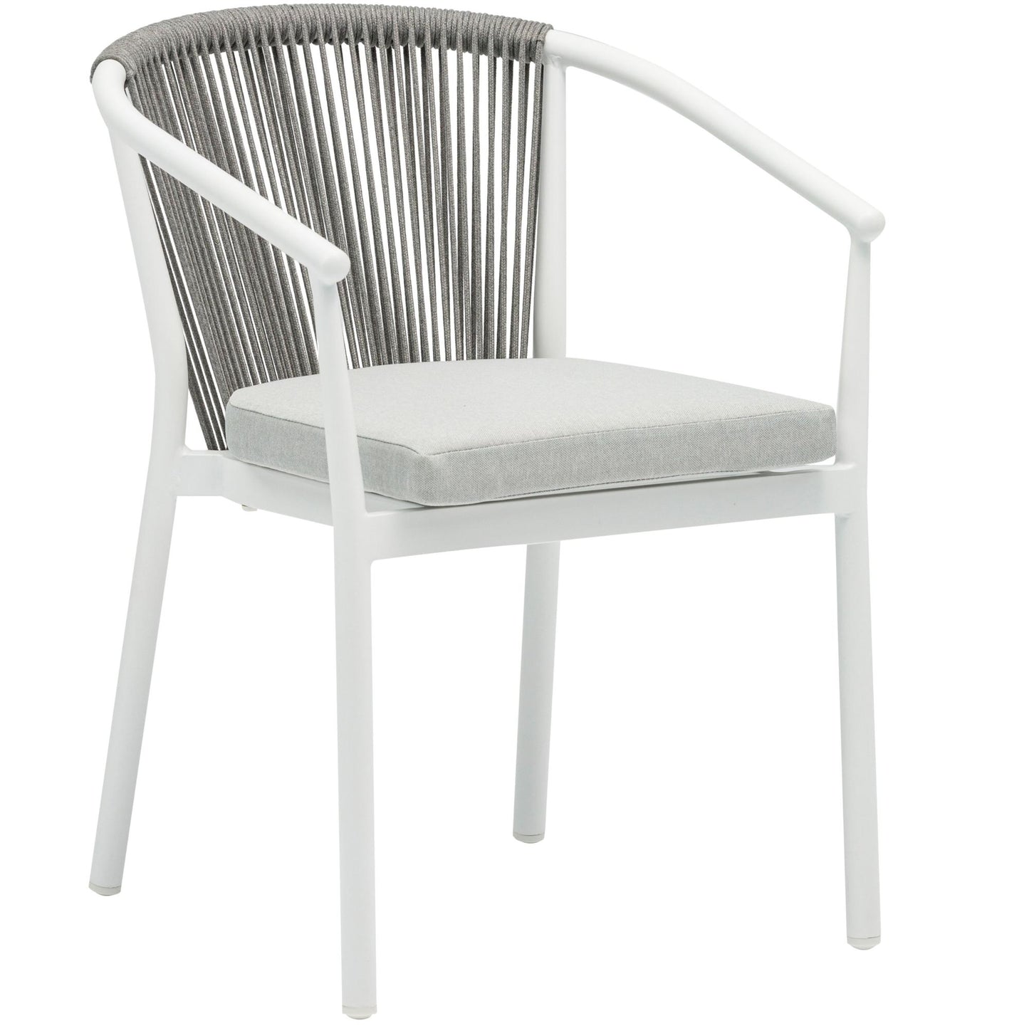 Silla de comedor Moana aluminio blanco con cojín gris claro