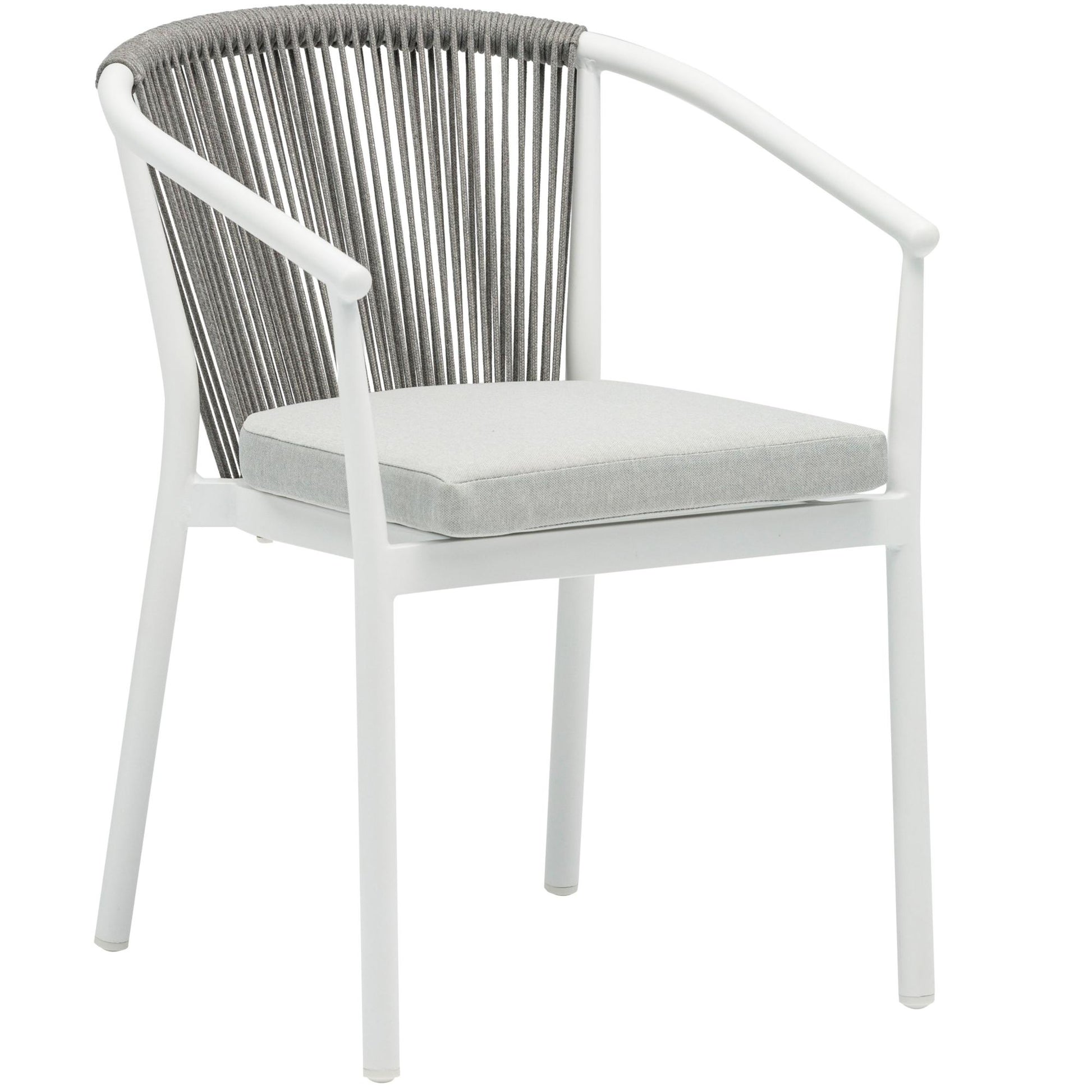Silla de comedor Moana aluminio blanco con cojín gris claro