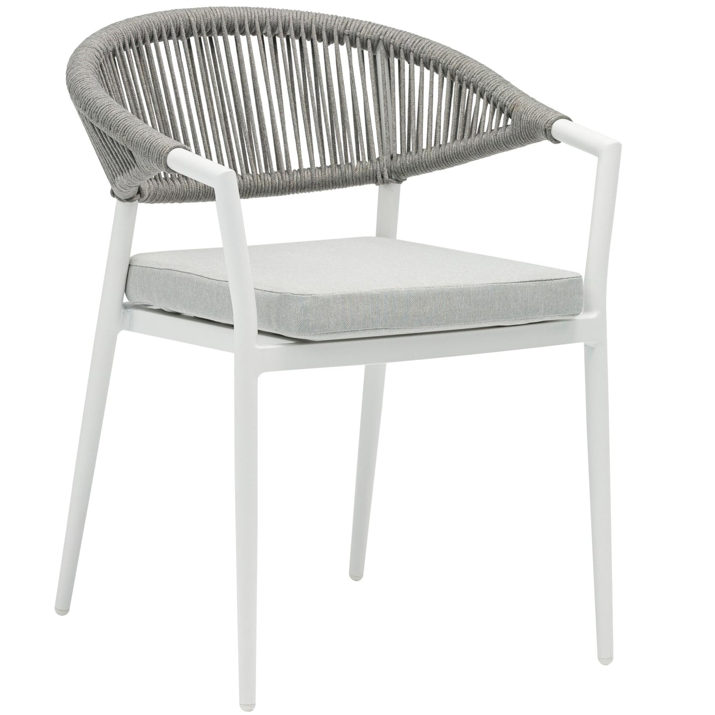 Silla de comedor Ross aluminio blanco con cojín gris claro