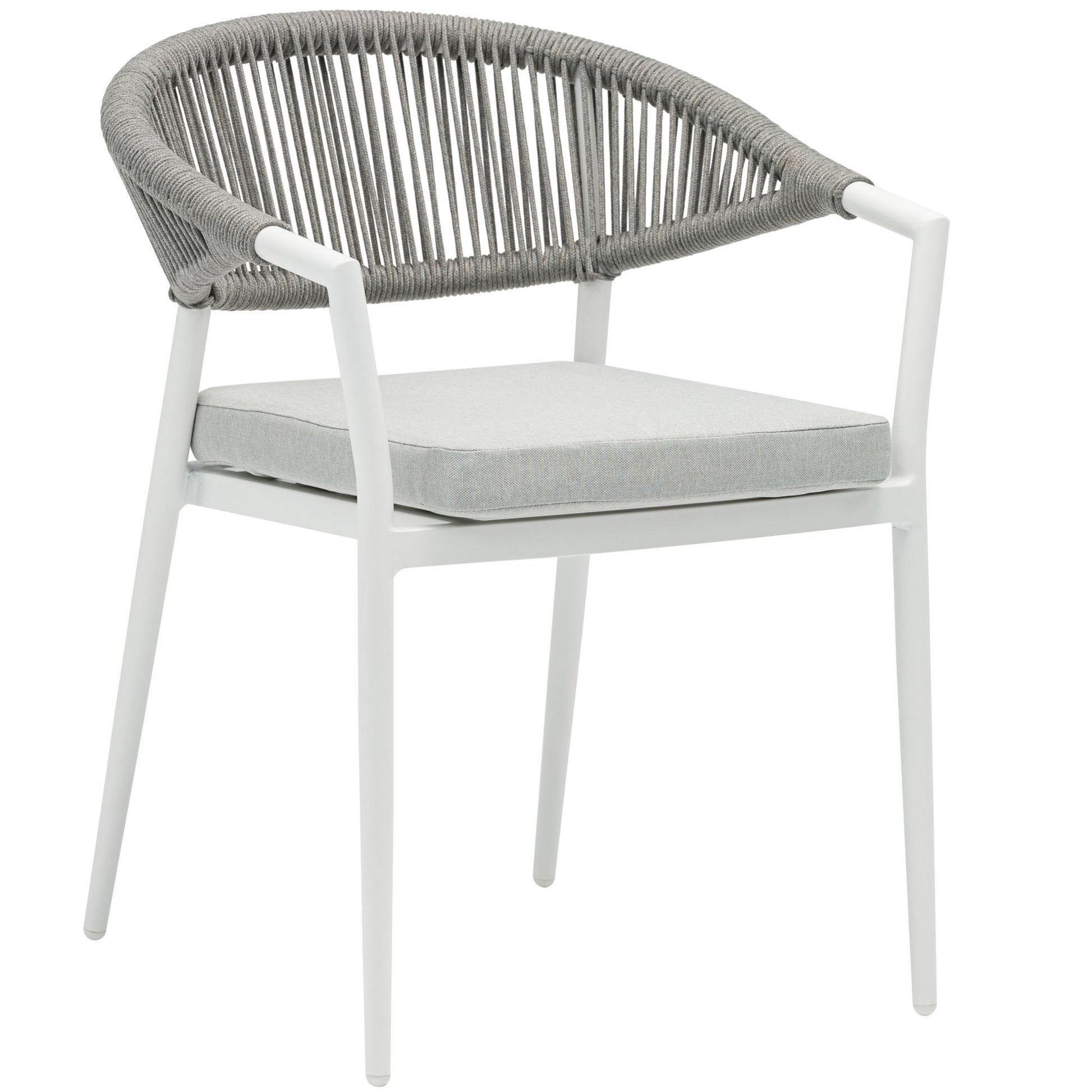 Silla de comedor Ross aluminio blanco con cojín gris claro