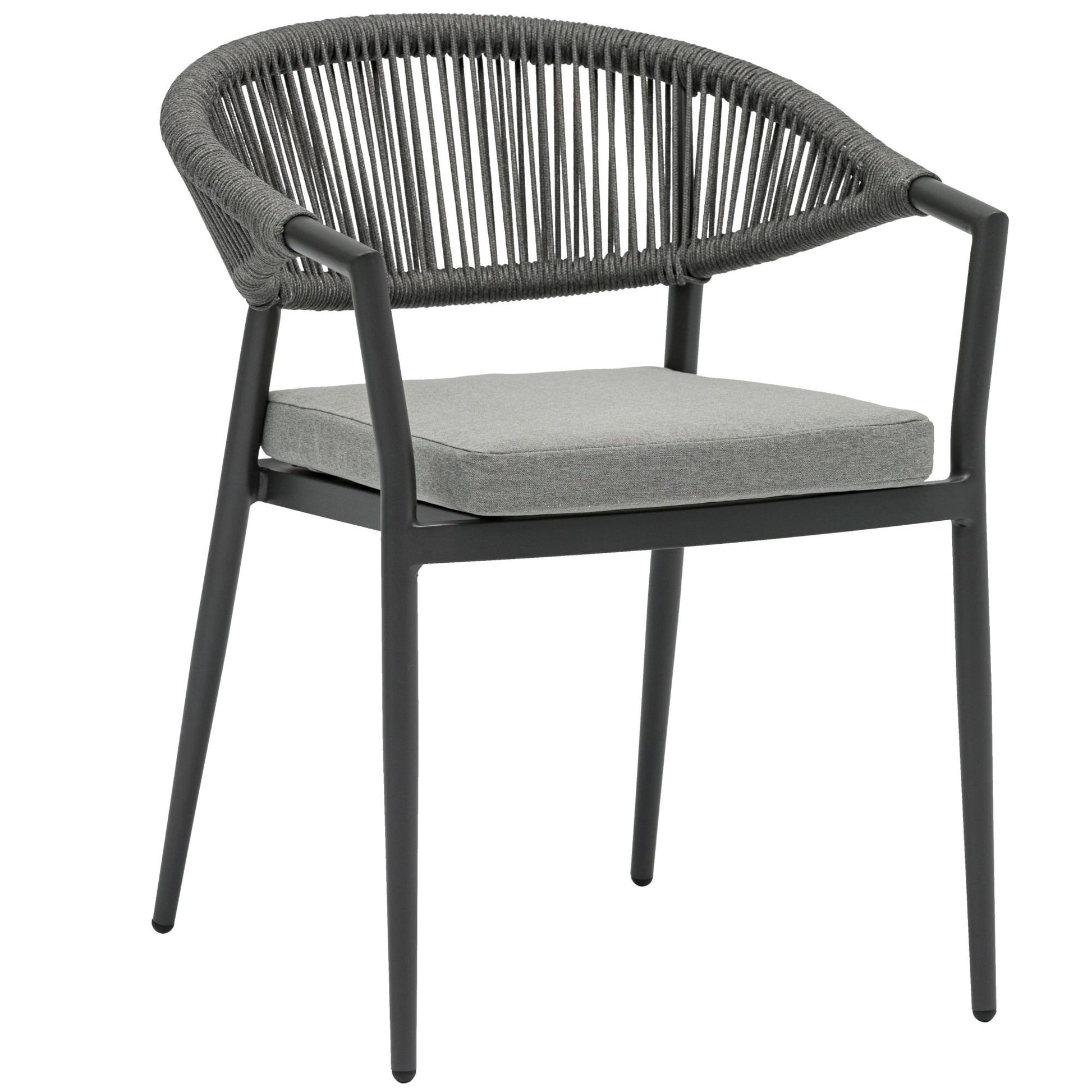 Silla de comedor Ross aluminio antracita cojín gris medio.
