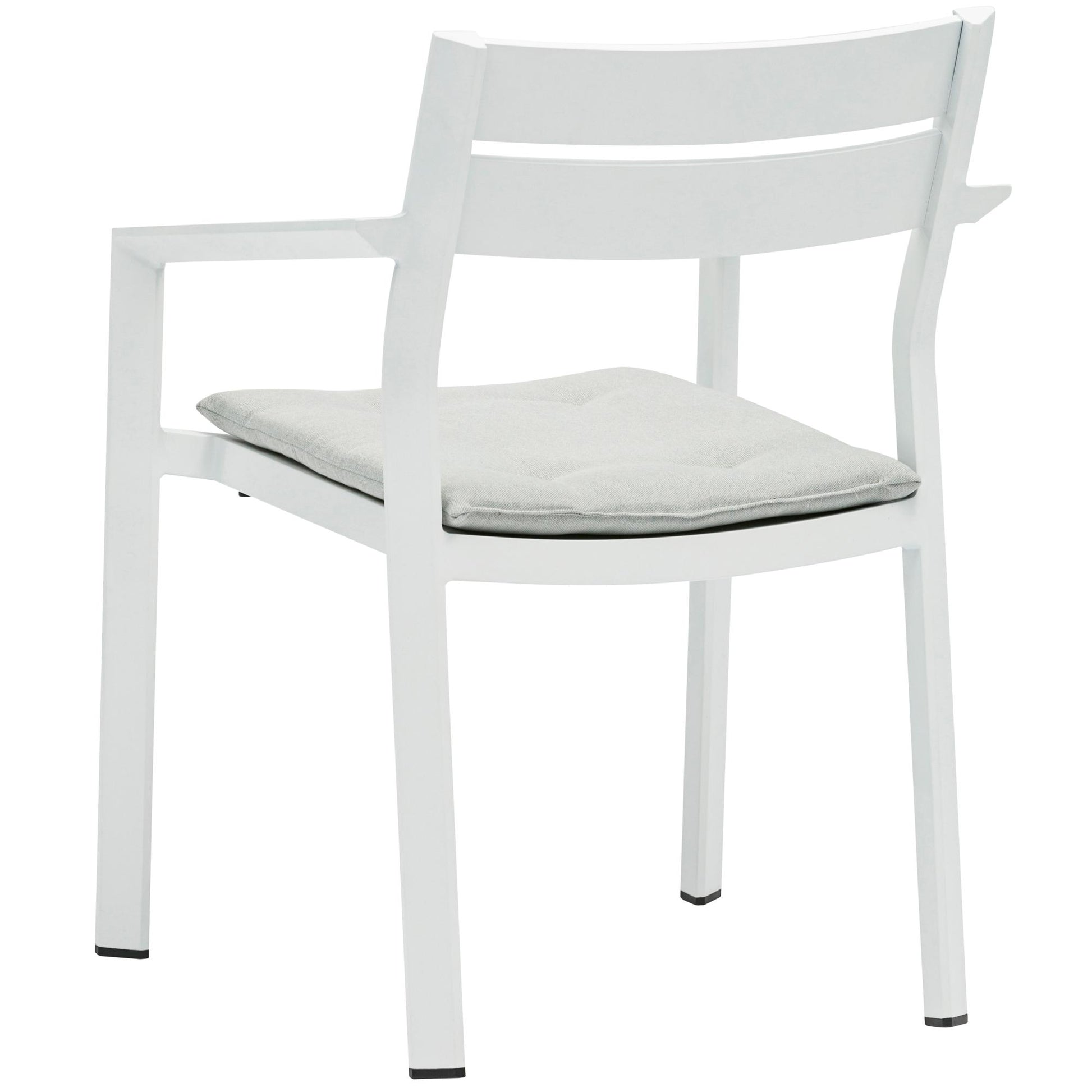 Silla de comedor Boori aluminio blanco con cojín gris claro