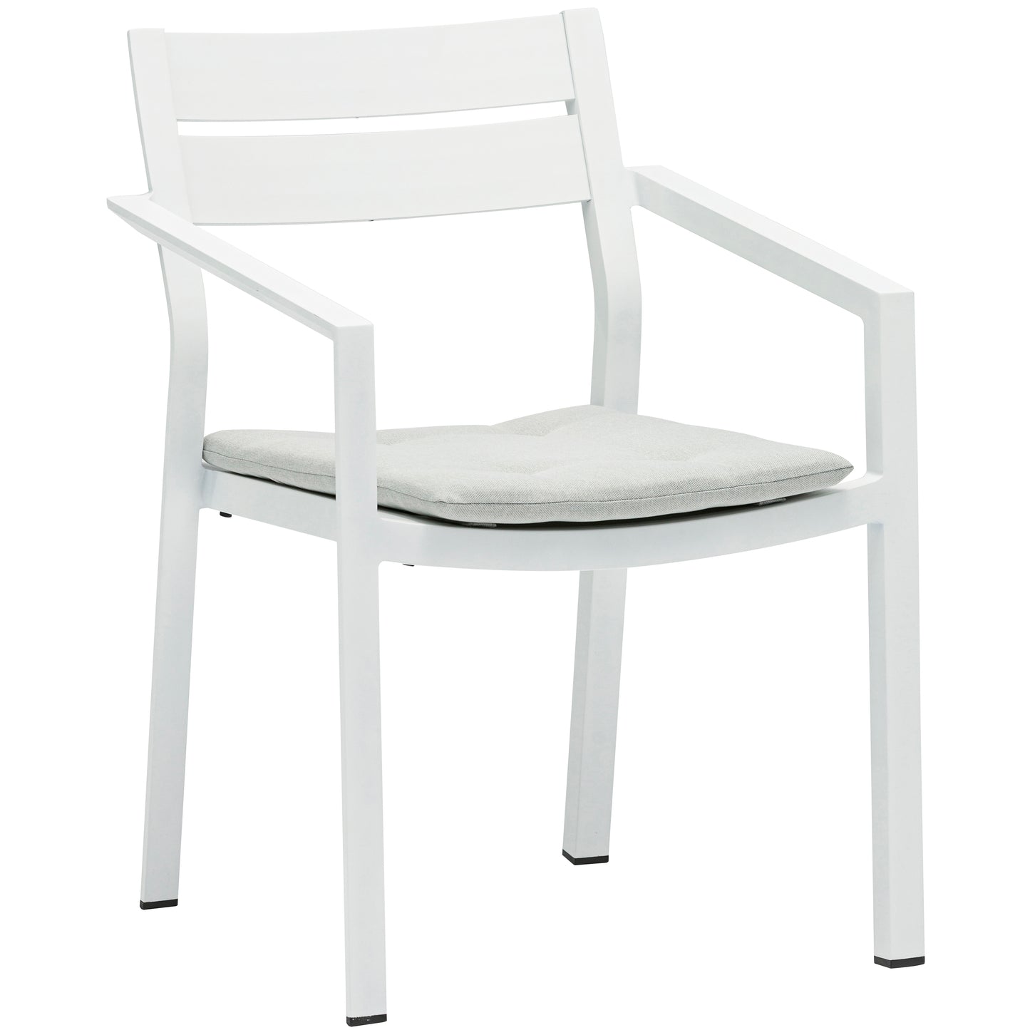 Silla de comedor Boori aluminio blanco con cojín gris claro