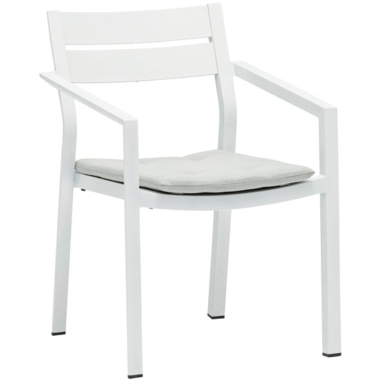 Silla de comedor Boori aluminio blanco con cojín gris claro