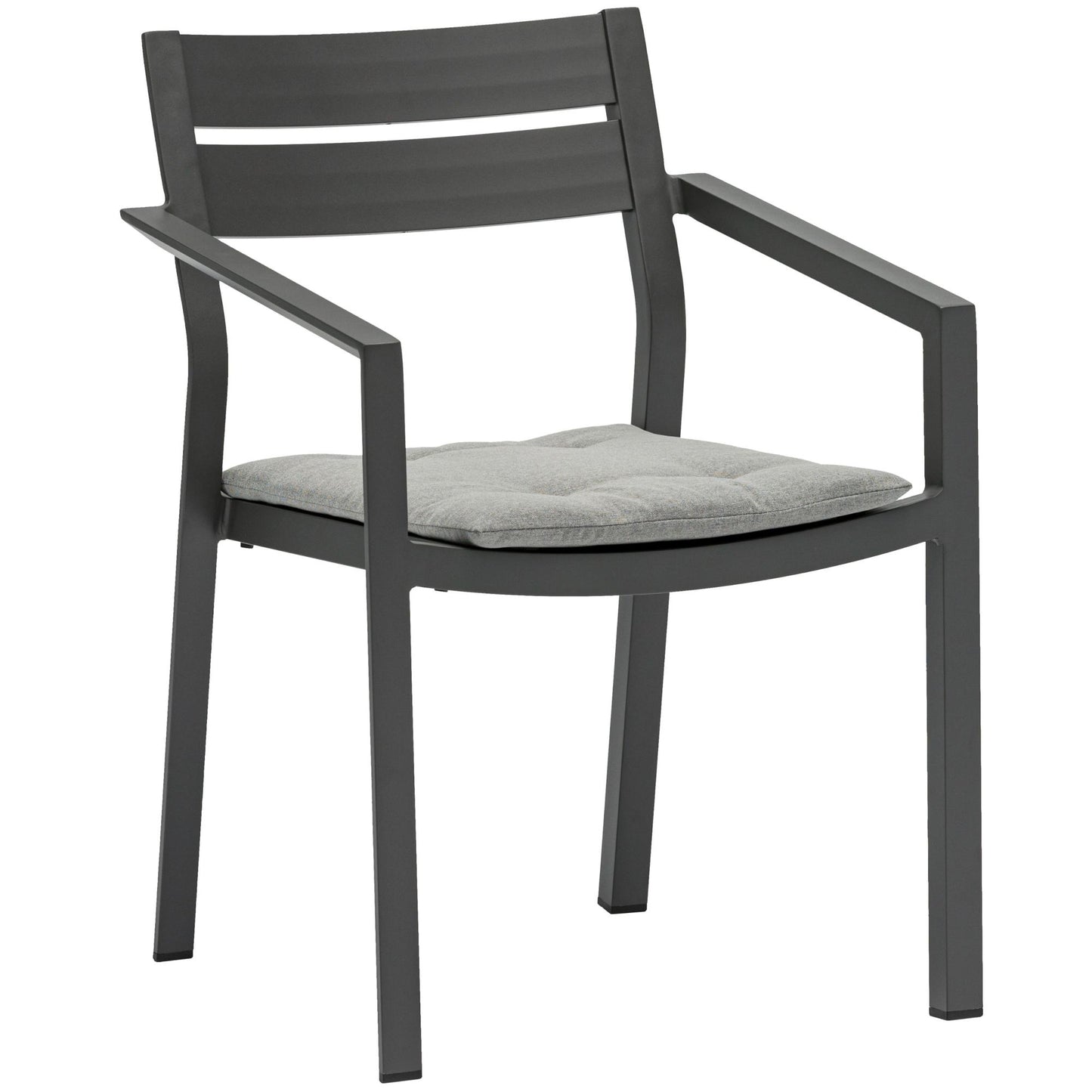 Silla de comedor Boori aluminio antracita cojín gris medio.