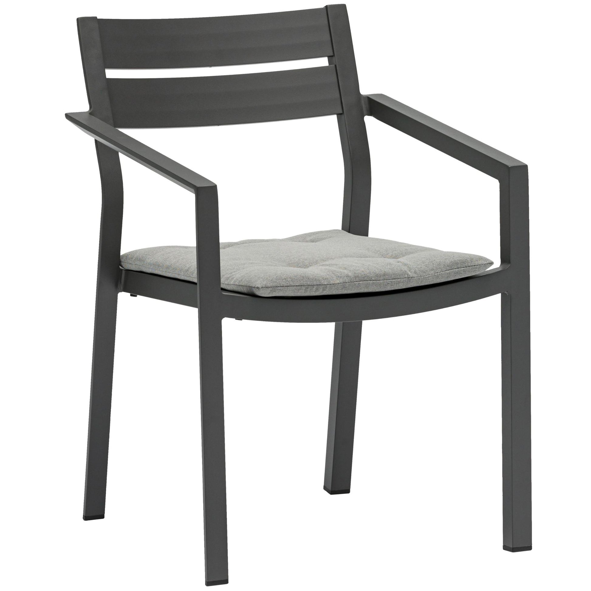 Silla de comedor Boori aluminio antracita cojín gris medio.