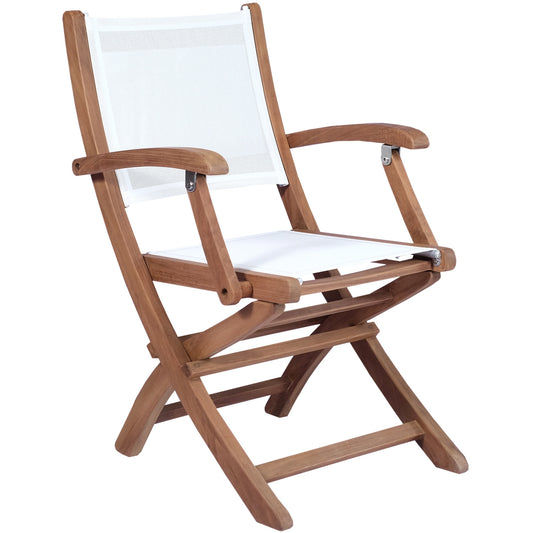 Silla plegable con brazos Candon textilene blanco