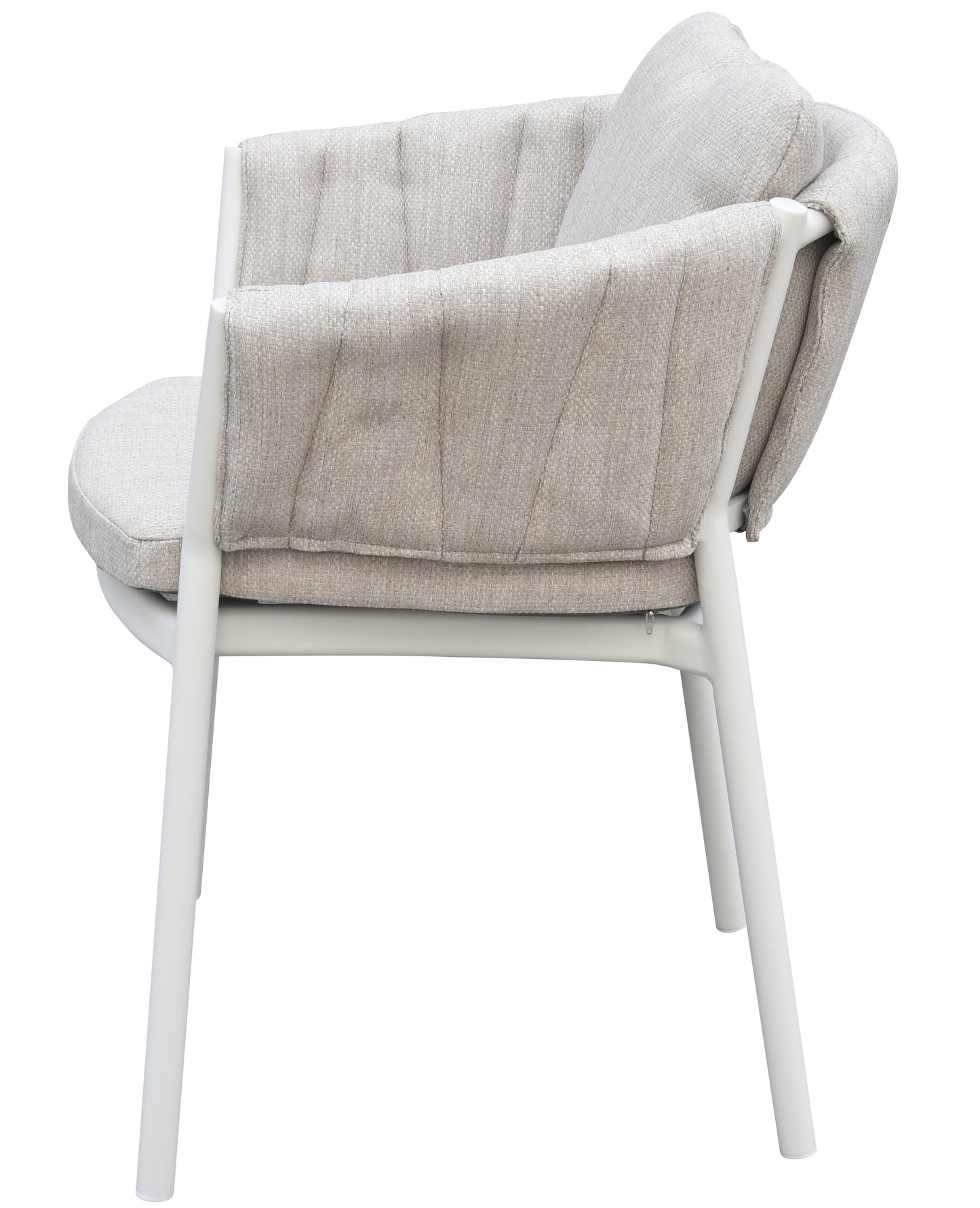 Sillón de comedor Attica aluminio blanco y textil gris claro