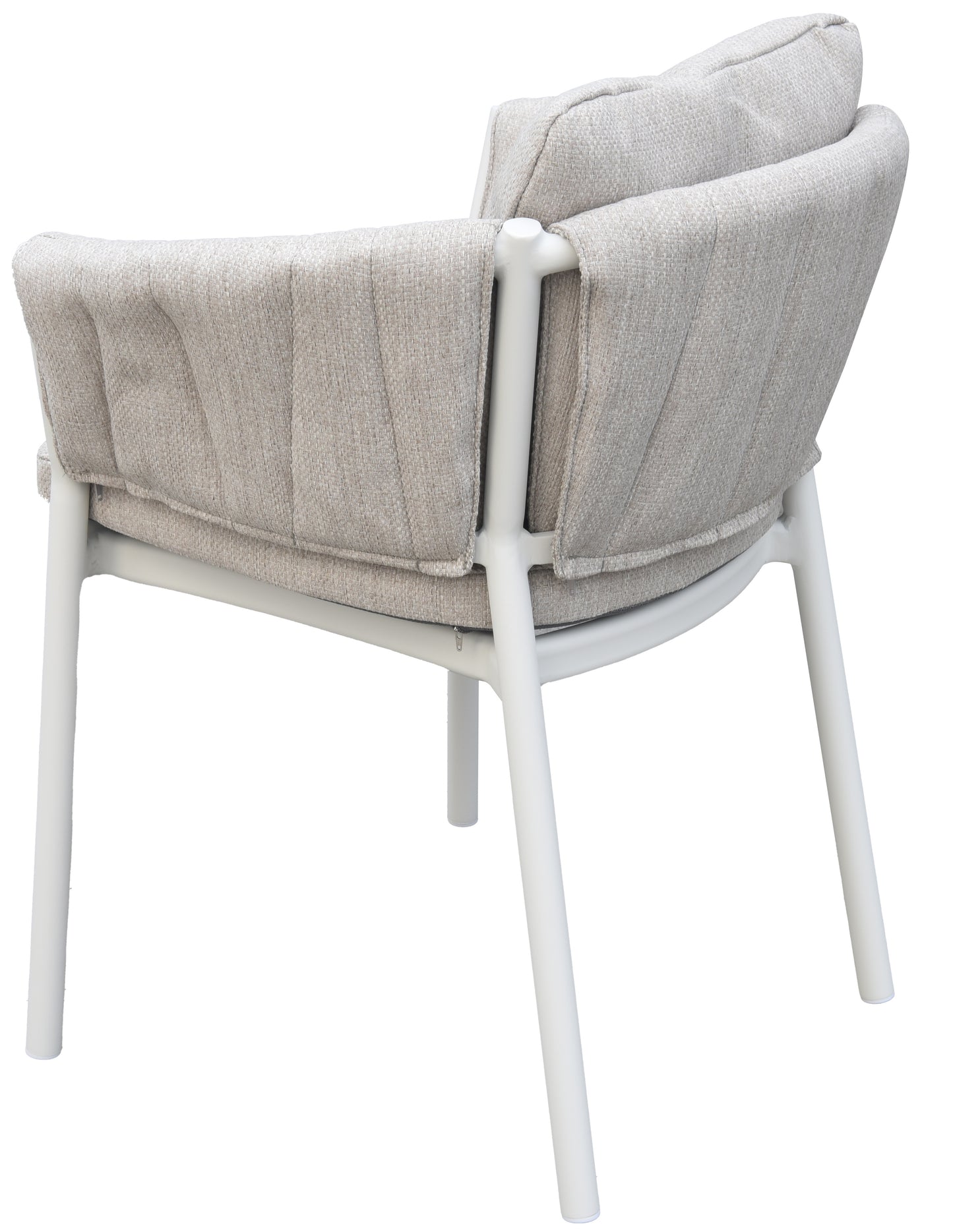 Sillón de comedor Attica aluminio blanco y textil gris claro