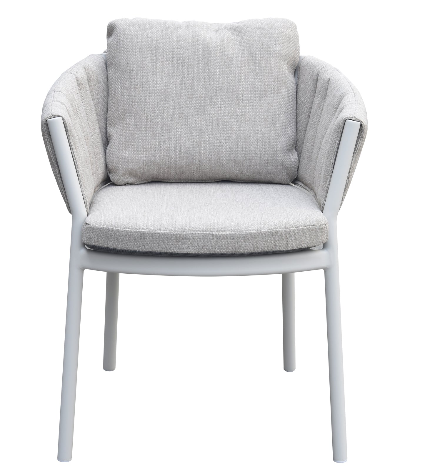 Sillón de comedor Attica aluminio blanco y textil gris claro