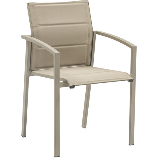 Sillón de comedor ORICK aluminio y textilene taupe.