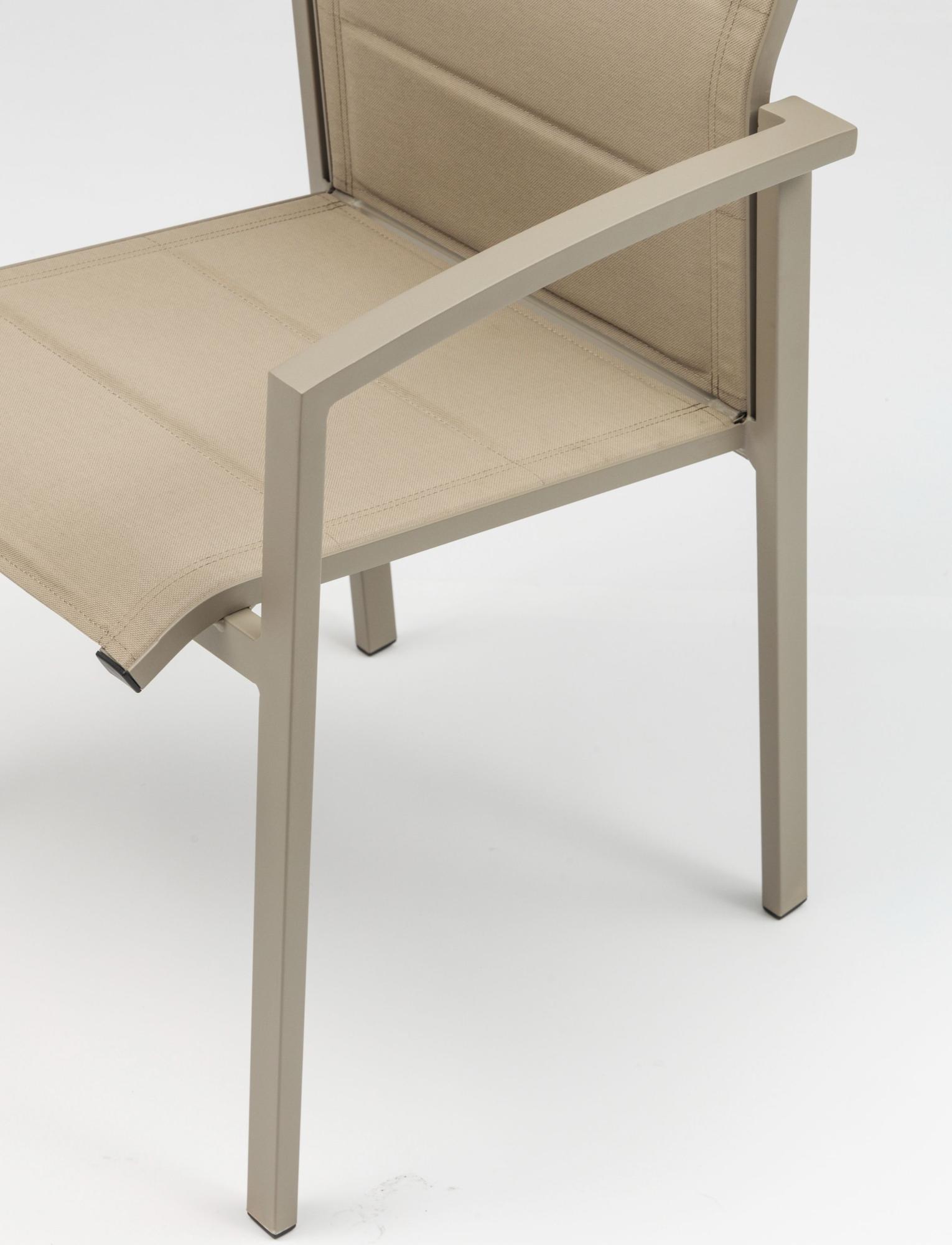 Sillón de comedor ORICK aluminio y textilene taupe.