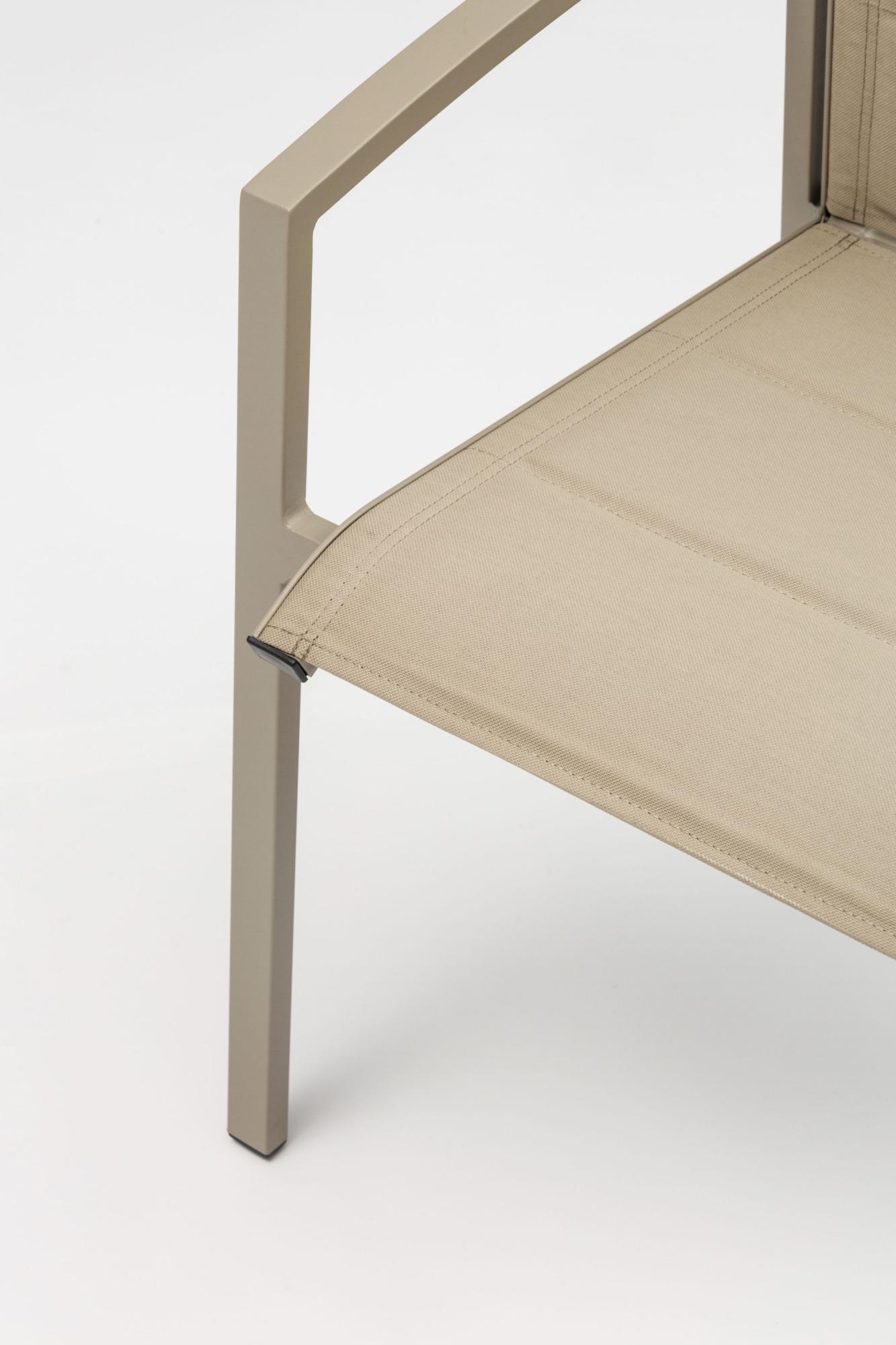 Sillón de comedor ORICK aluminio y textilene taupe.