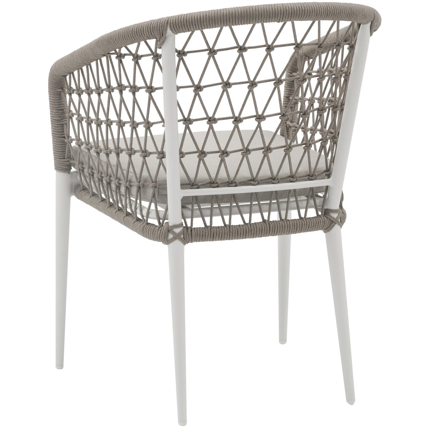 Silla de comedor Nelayan aluminio blanco cuerda greige
