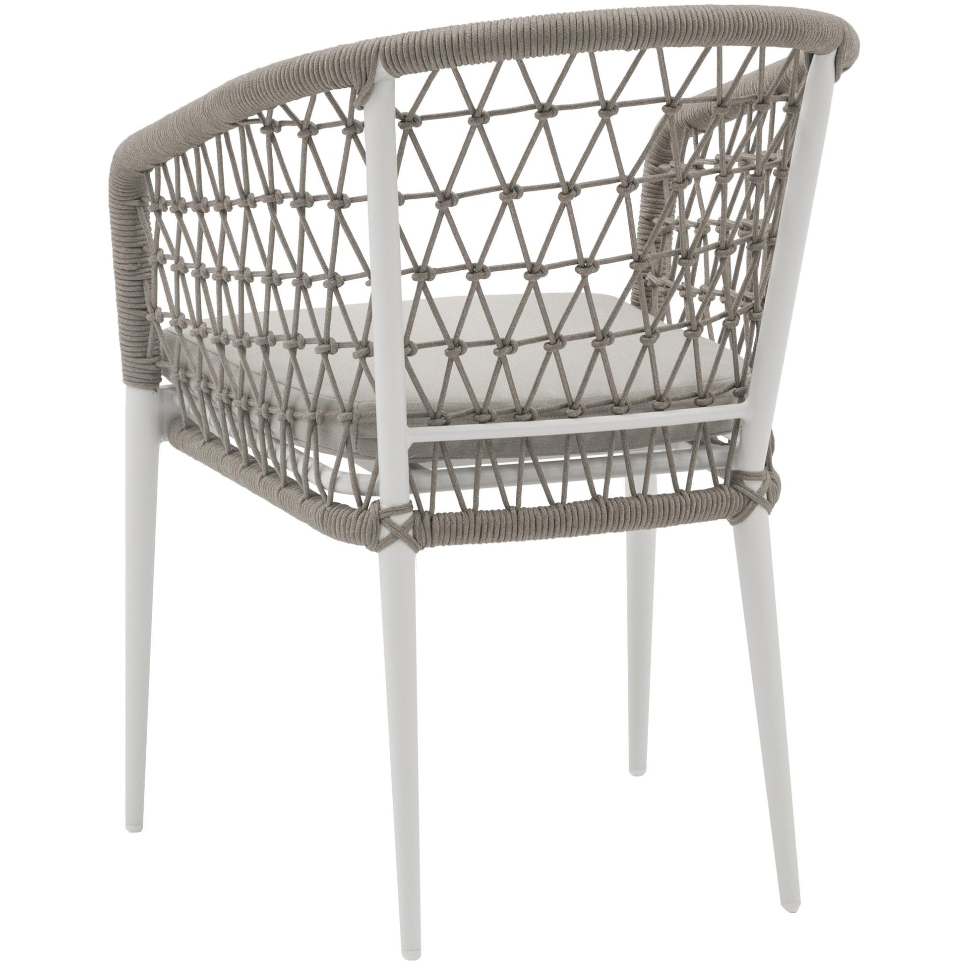 Silla de comedor Nelayan aluminio blanco cuerda greige