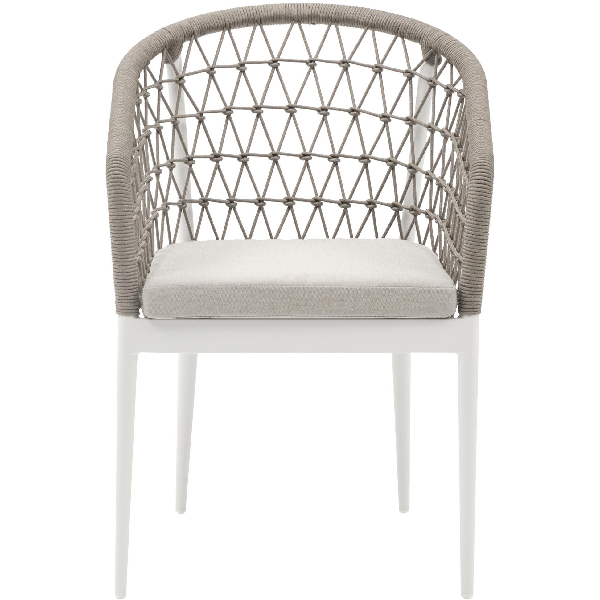 Silla de comedor Nelayan aluminio blanco cuerda greige