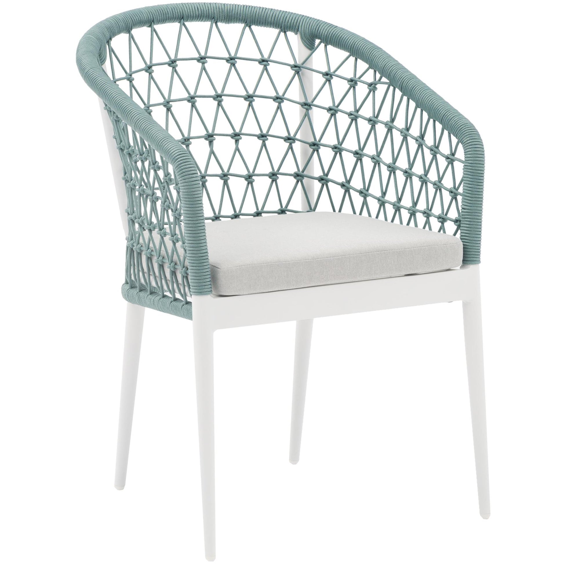 Silla de comedor Nelayan aluminio blanco cuerda aqua
