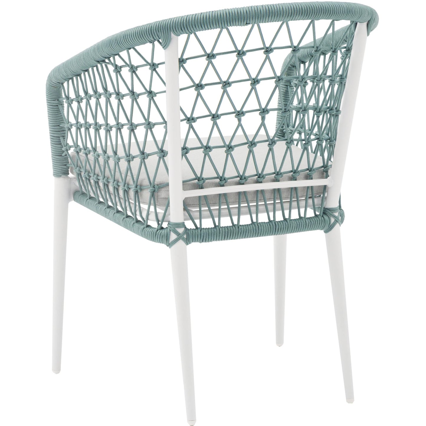 Silla de comedor Nelayan aluminio blanco cuerda aqua
