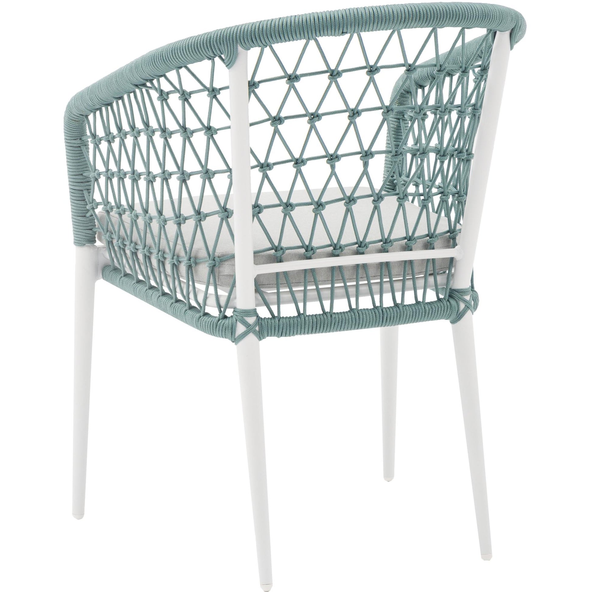 Silla de comedor Nelayan aluminio blanco cuerda aqua