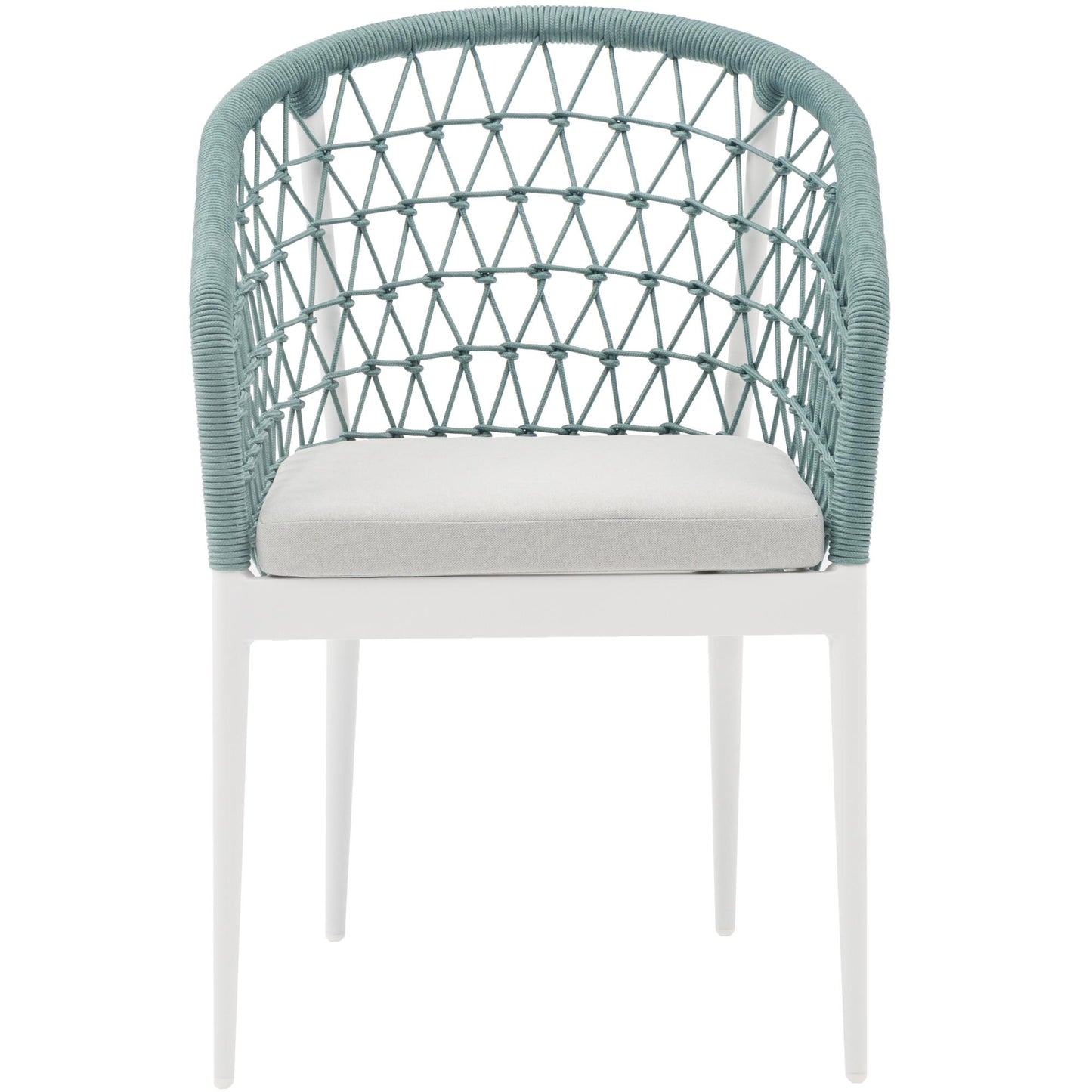 Silla de comedor Nelayan aluminio blanco cuerda aqua