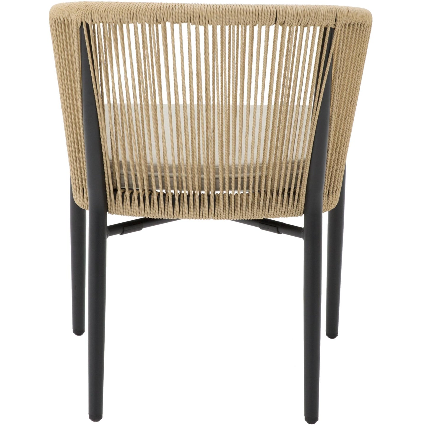 Silla con brazos Fairlee aluminio negro y trenzado natural 