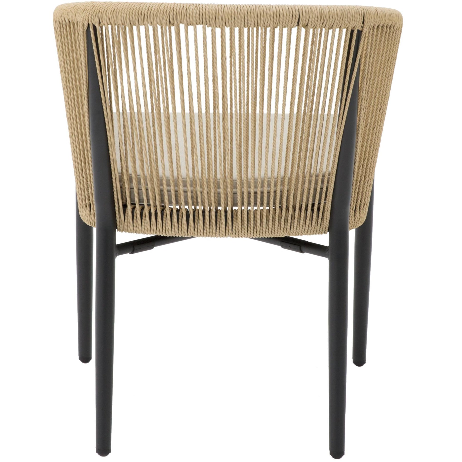 Silla con brazos Fairlee aluminio negro y trenzado natural 