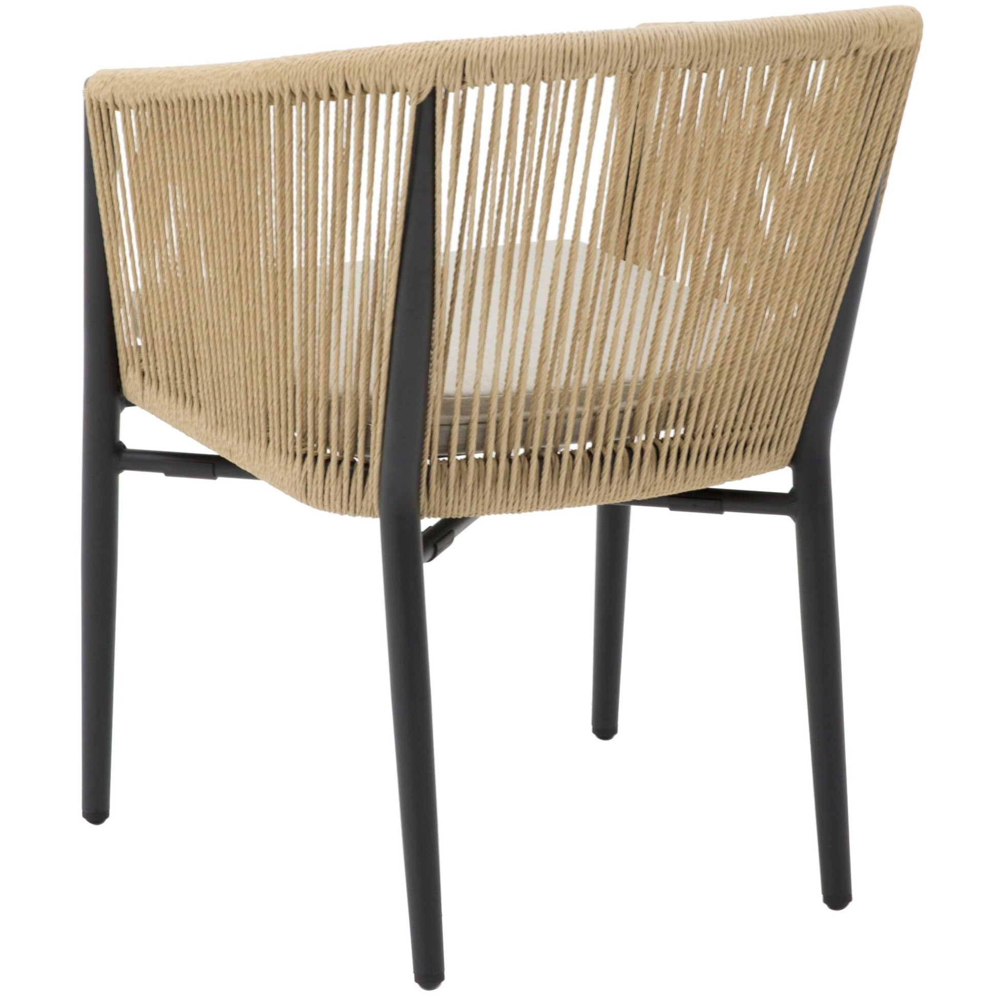 Silla con brazos Fairlee aluminio negro y trenzado natural 