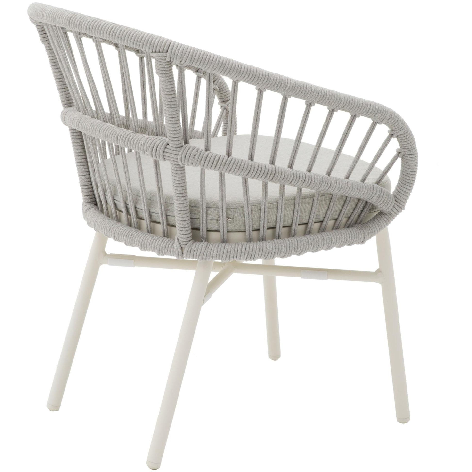 Silla con brazos Milton aluminio blanco bone y cuerda gris claro