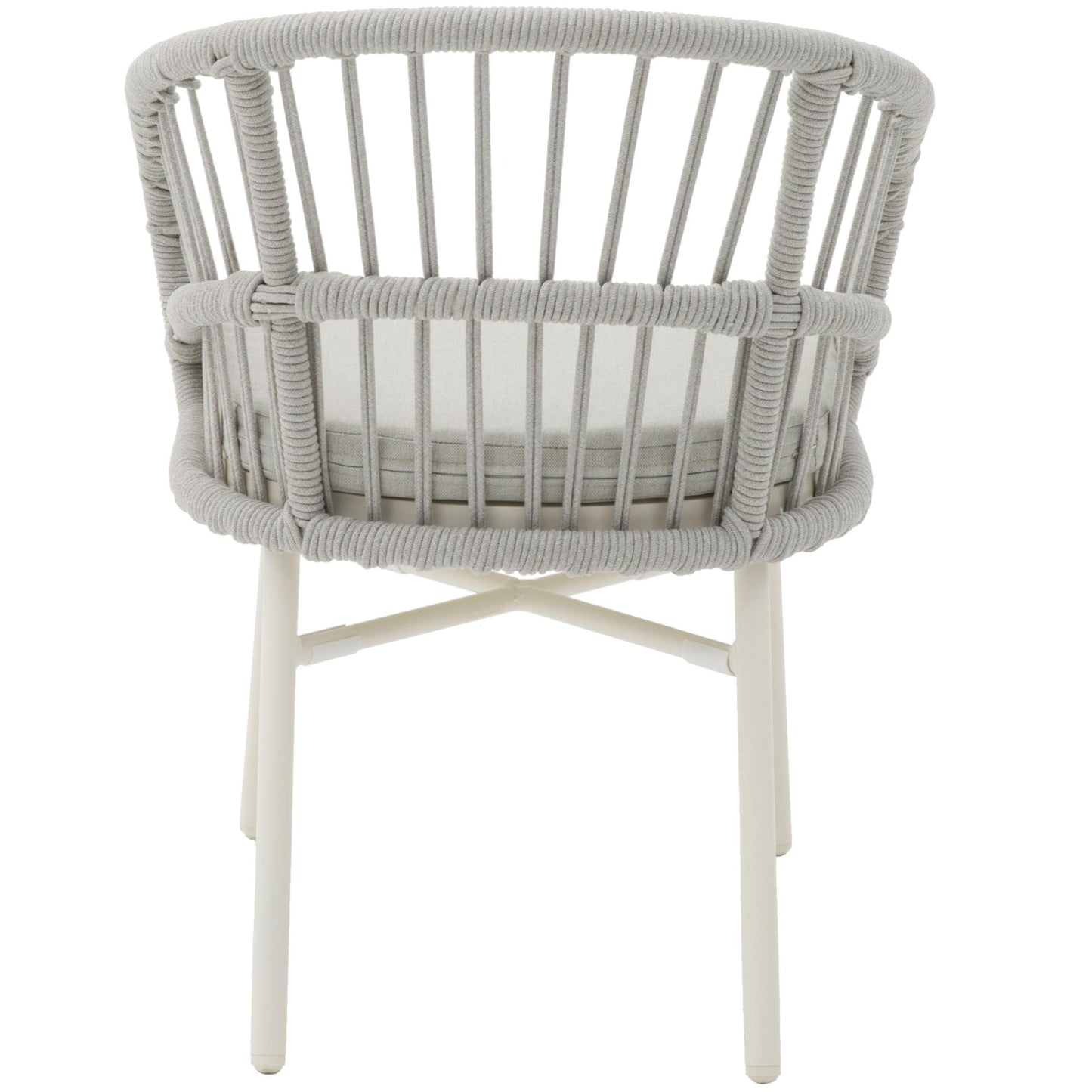 Silla con brazos Milton aluminio blanco bone y cuerda gris claro