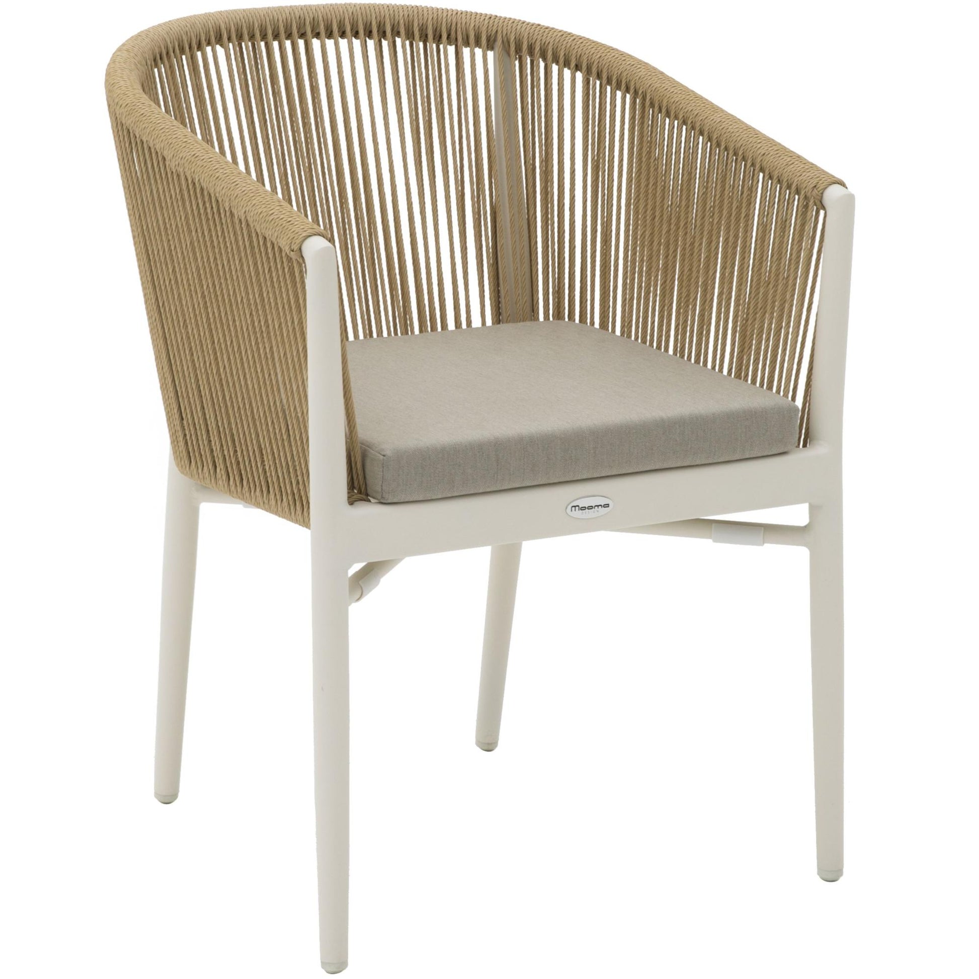 Silla con brazos Fairlee aluminio blanco bone y trenzado natural