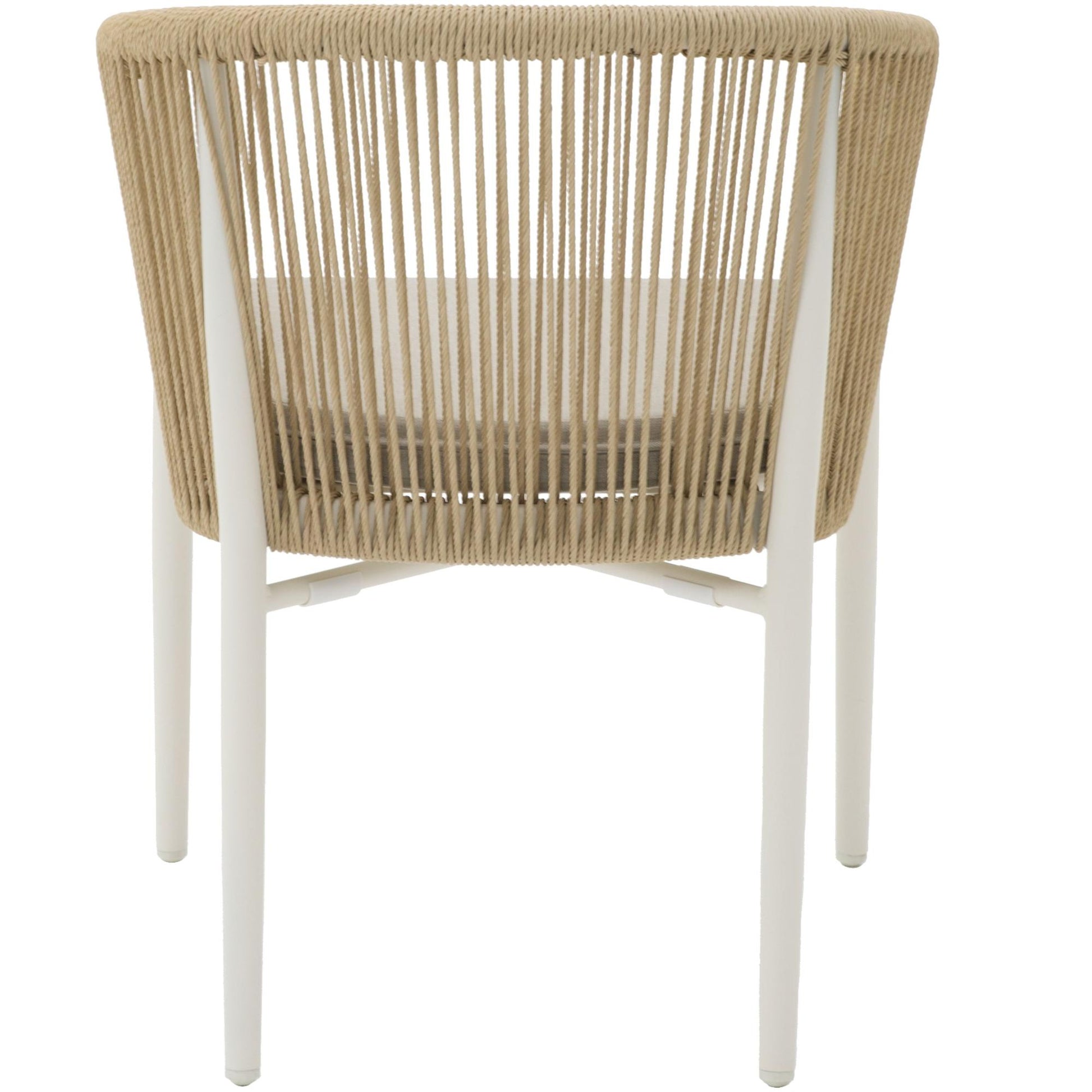 Silla con brazos Fairlee aluminio blanco bone y trenzado natural