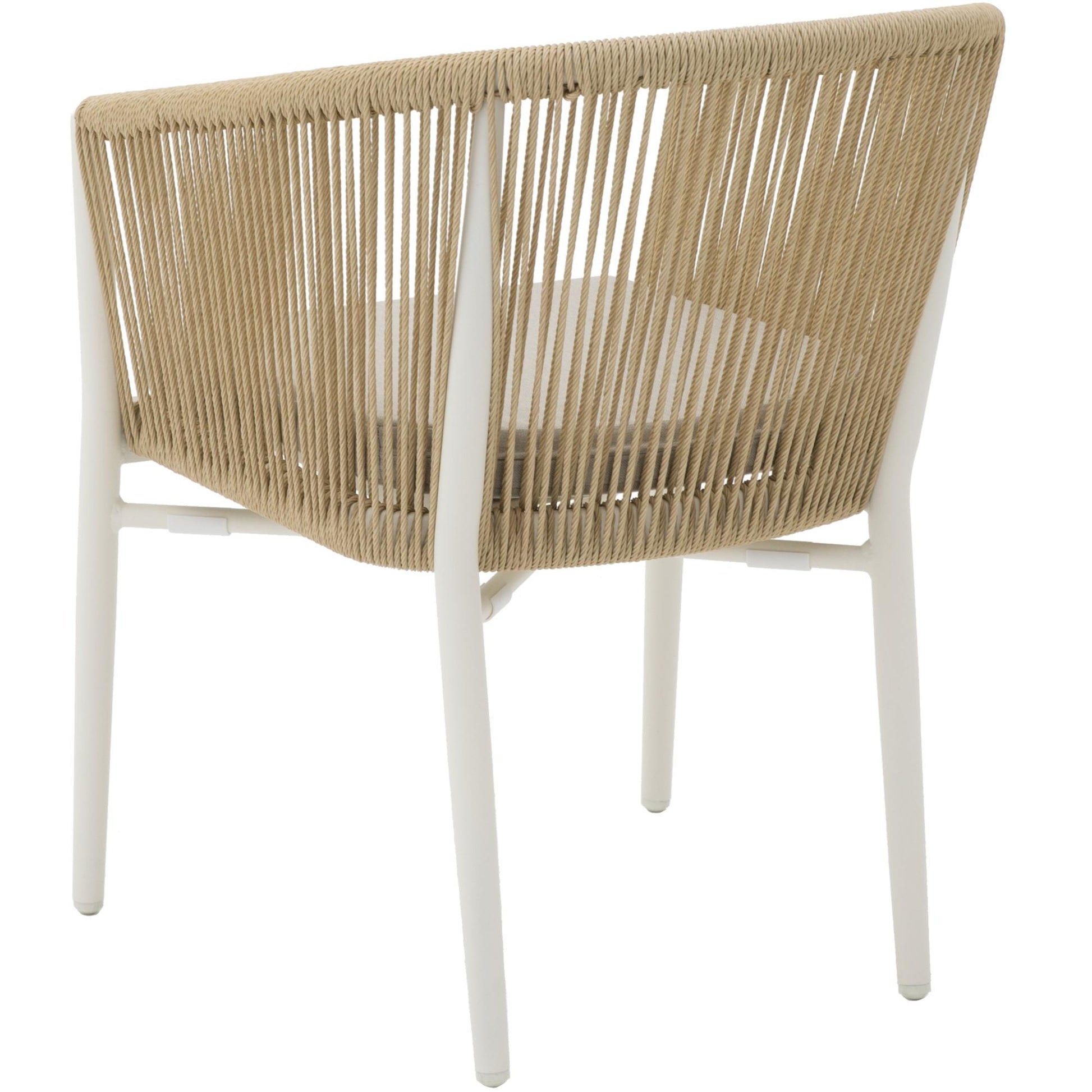 Silla con brazos Fairlee aluminio blanco bone y trenzado natural