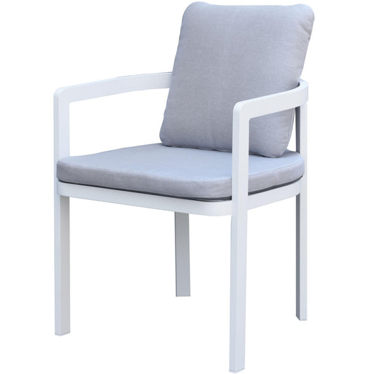 Sillón de comedor  Babylon aluminio blanco y textil gris medio