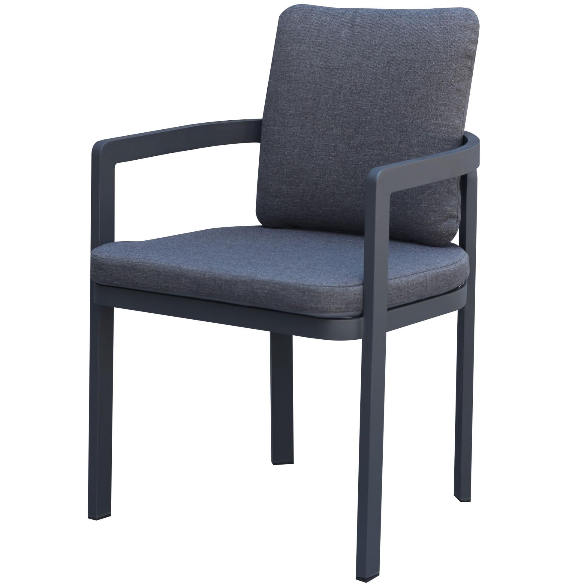Sillón de comedor  Babylon aluminio gris antracita y textil  gris oscuro