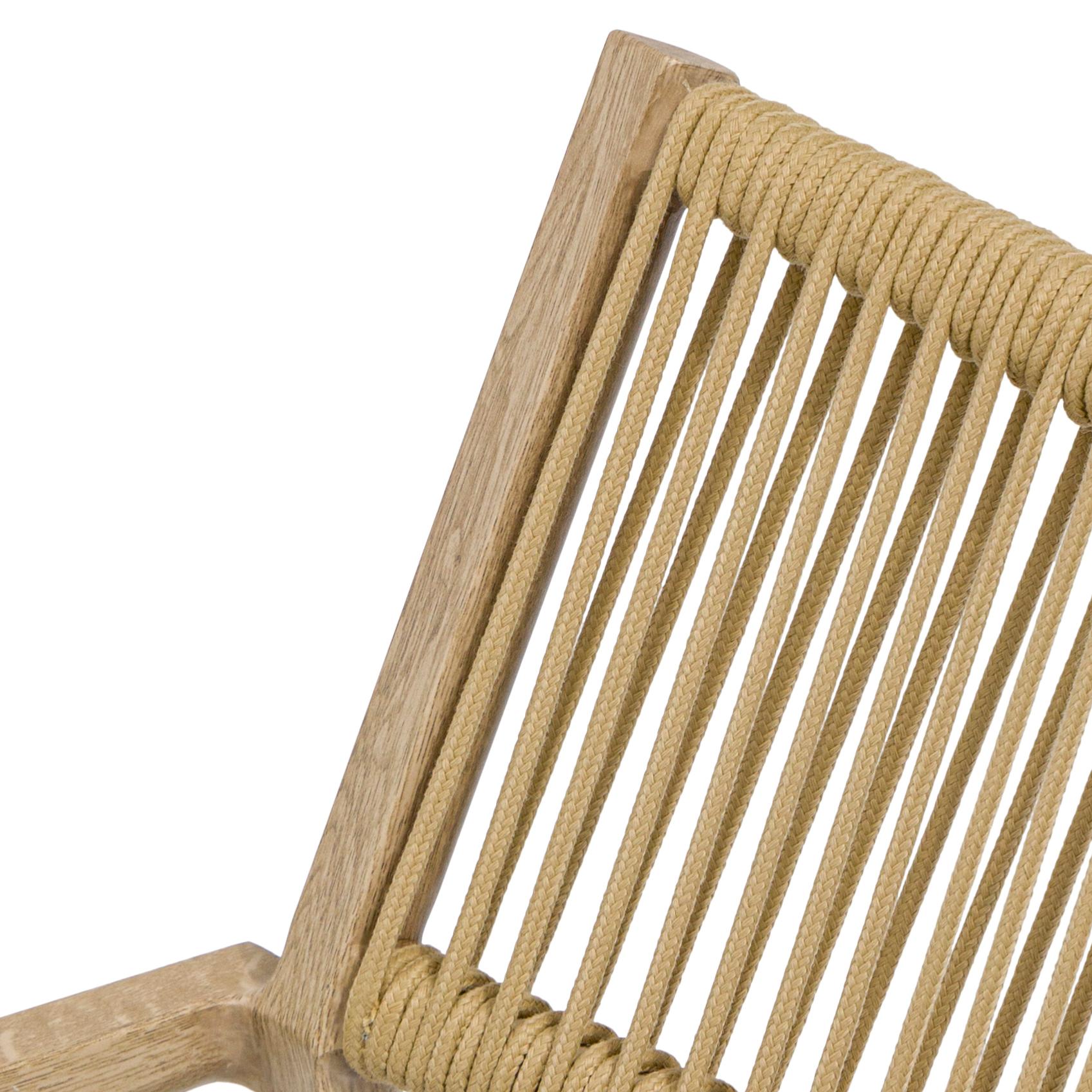 Silla de comedor Harmony aluminio efecto madera y cuerda natural.