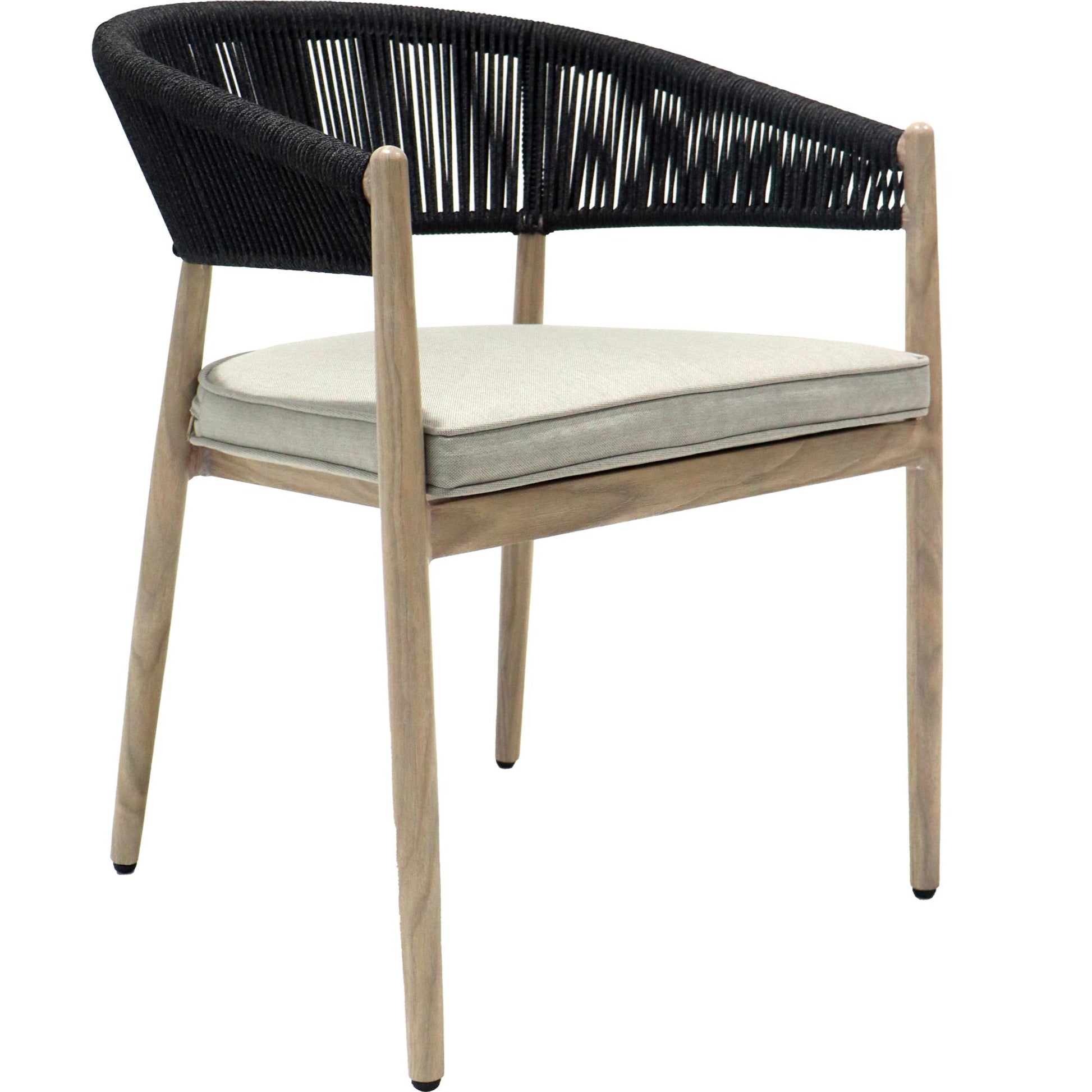 Sillón de comedor Sunset aluminio efecto madera y cuerda antracita