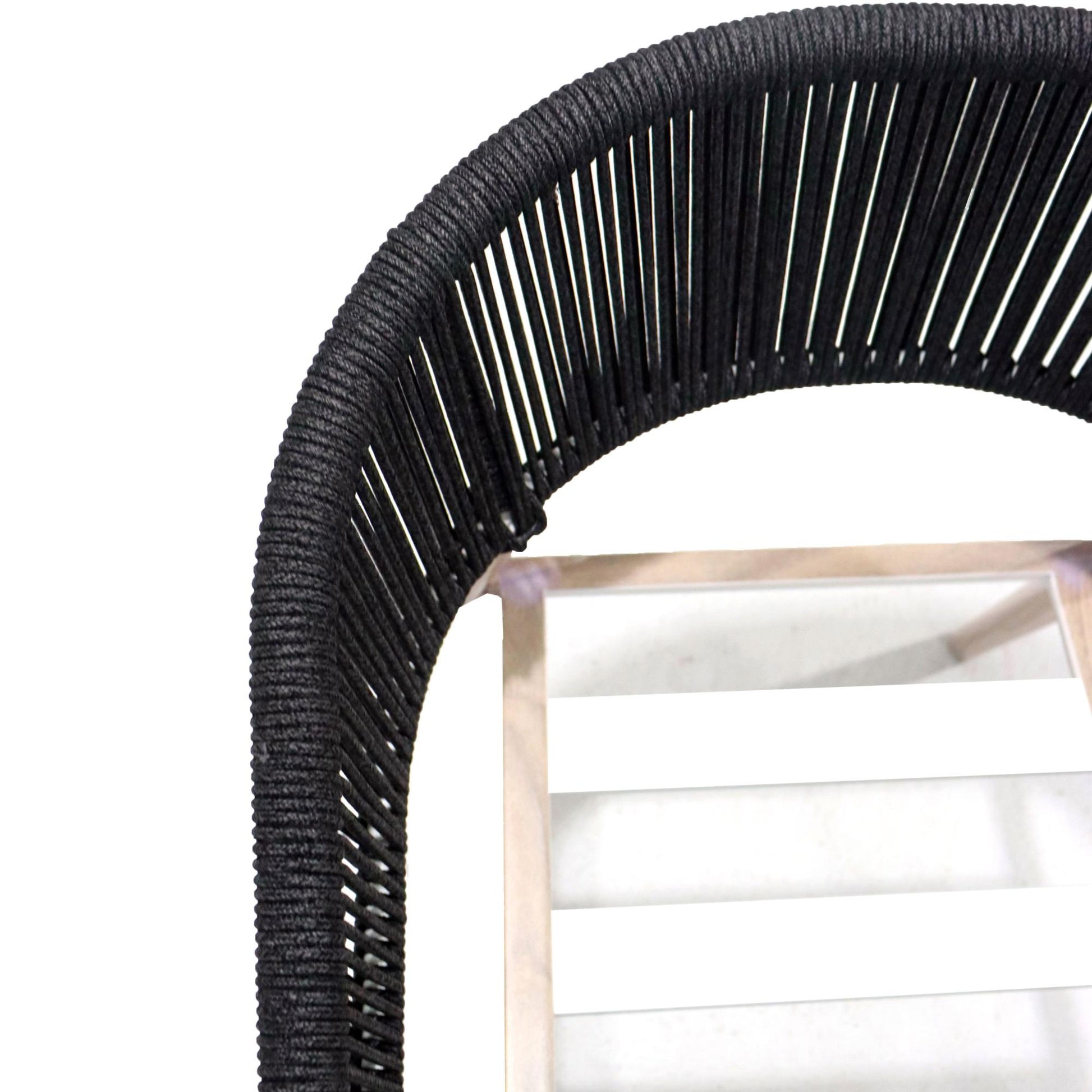 Sillón de comedor Sunset aluminio efecto madera y cuerda antracita