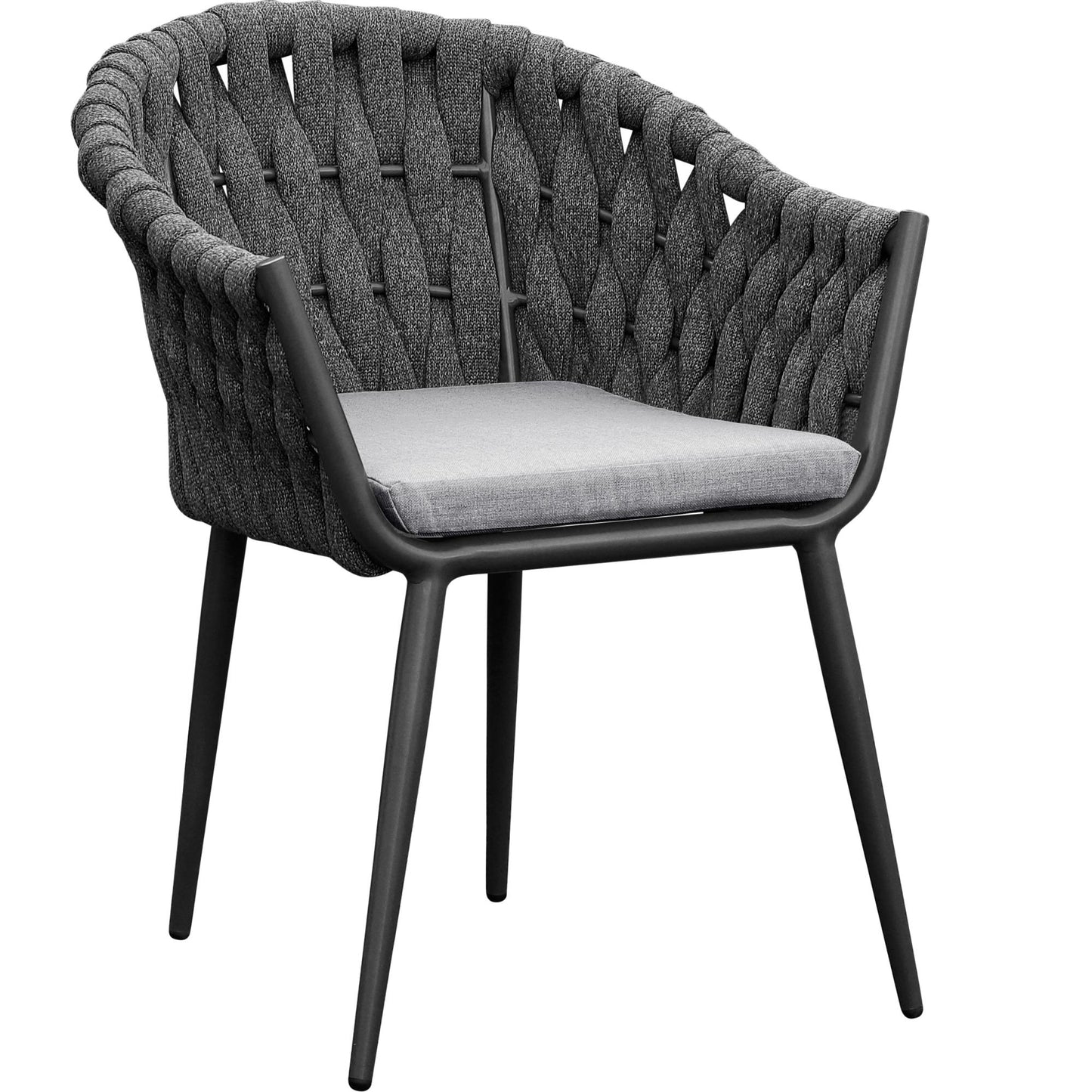 Sillón Meridian aluminio antracita cuerda antracita y cojín gris medio