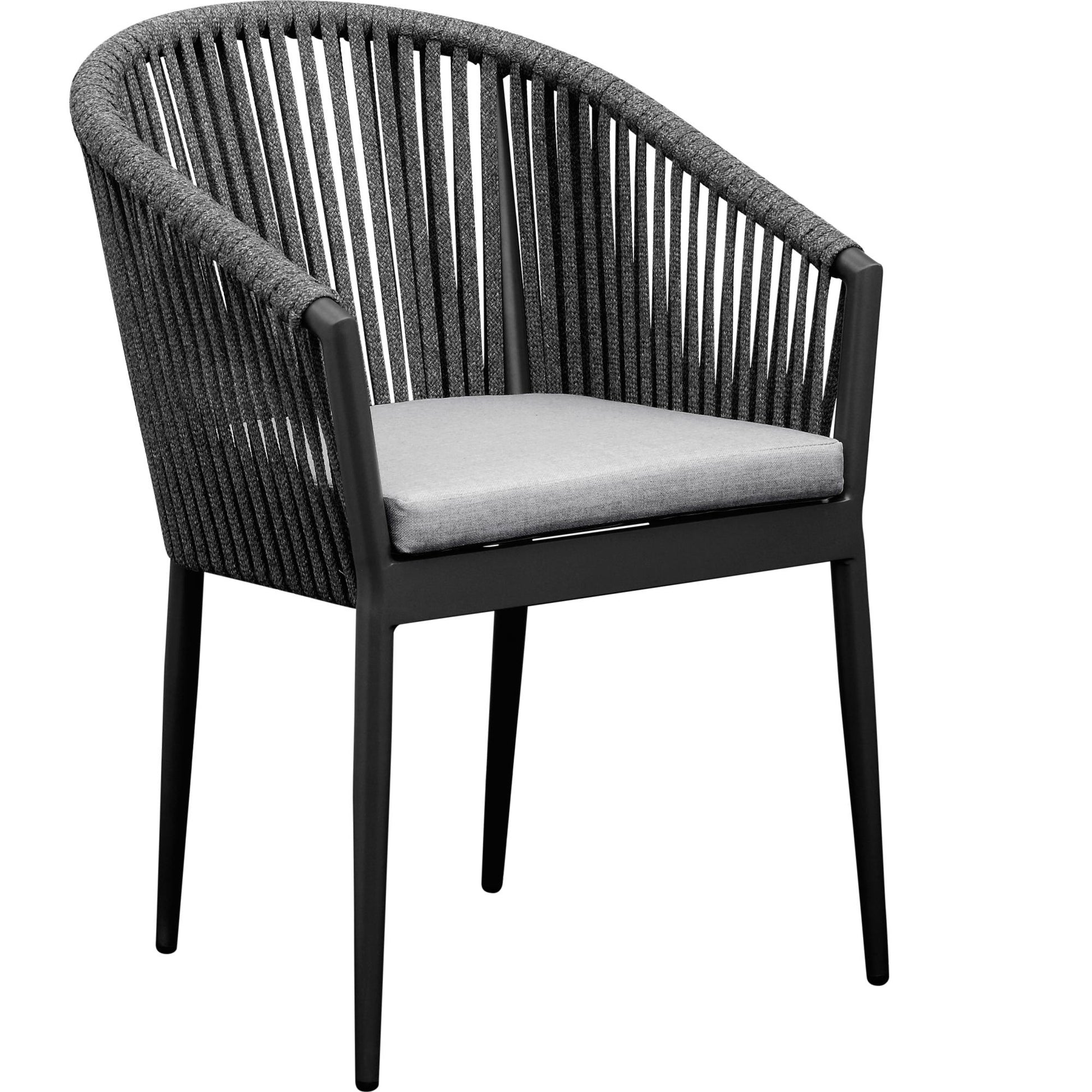 Sillón Ukiah aluminio y cuerda antracita con cojín gris medio