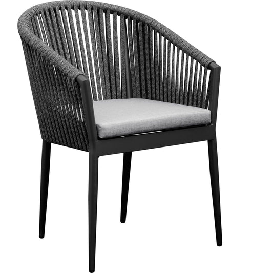 Sillón Ukiah aluminio y cuerda antracita con cojín gris medio