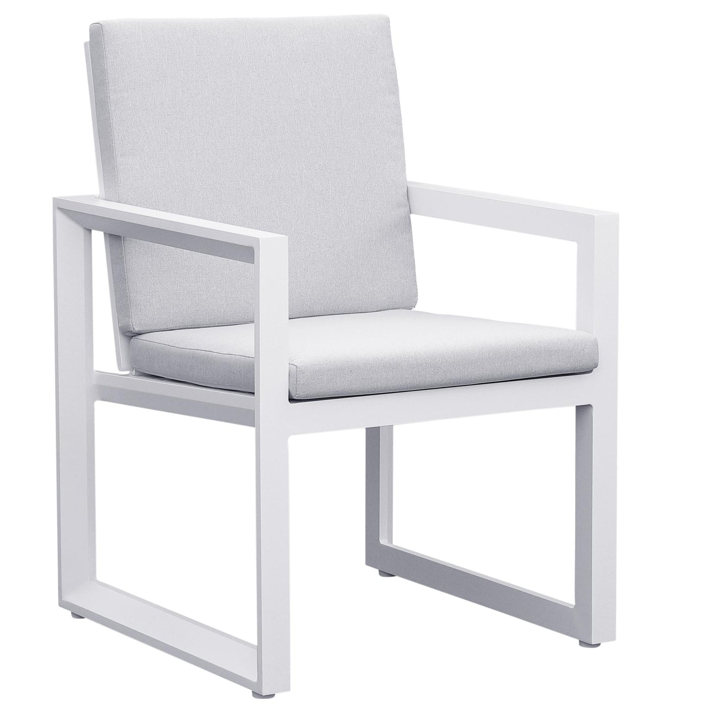 Sillón de comedor Onix aluminio blanco y cojinería gris claro