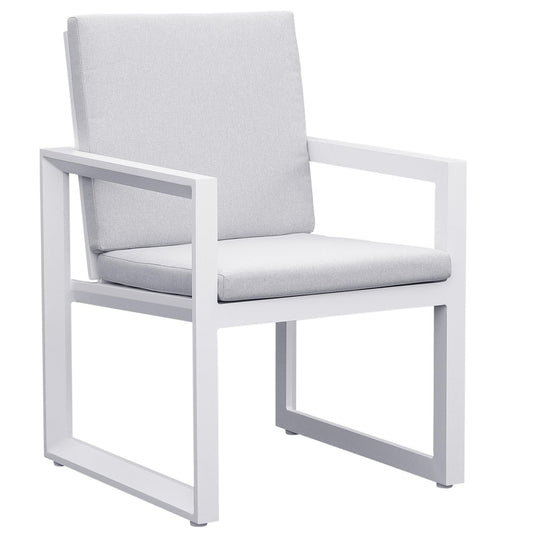 Sillón de comedor Onix aluminio blanco y cojinería gris claro