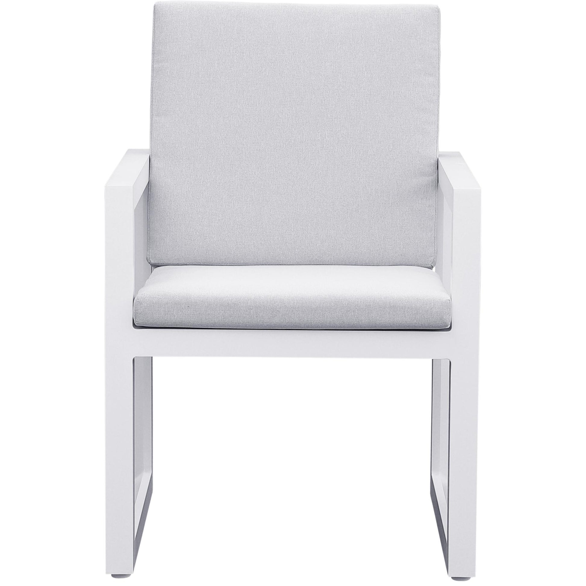 Sillón de comedor Onix aluminio blanco y cojinería gris claro