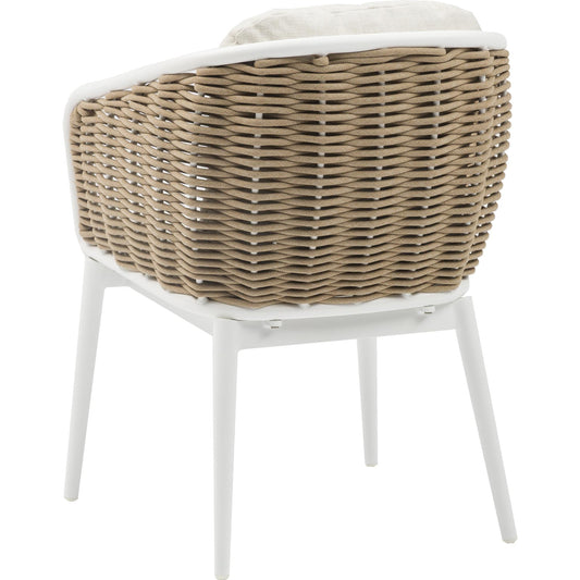 Sillón de comedor Irvine aluminio blanco cuerda taupe cojín  beige