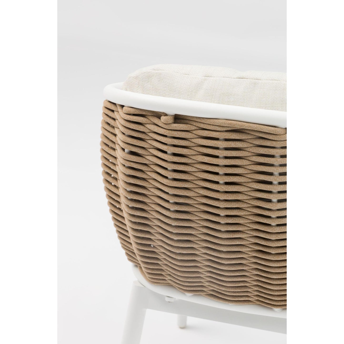 Sofá 2 plazas Irvine aluminio blanco cuerda taupe cojín  beige