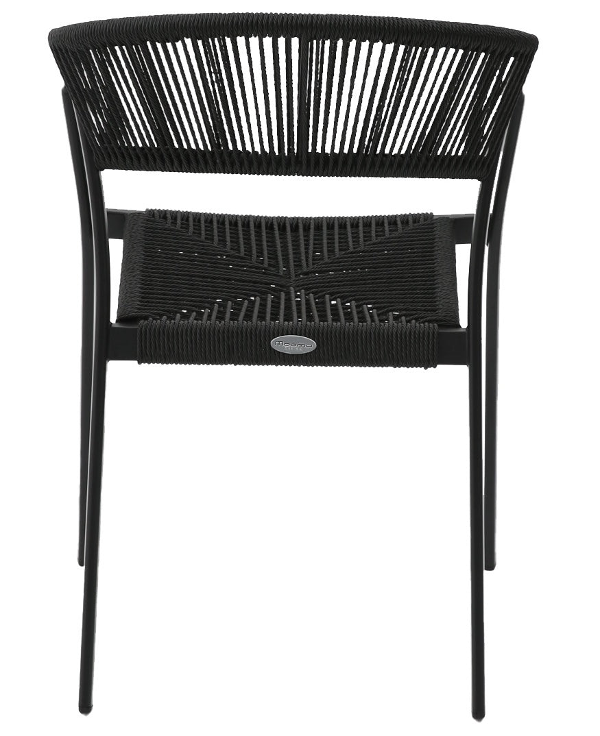 Silla con brazos Appelton aluminio negro y trenzado negro.