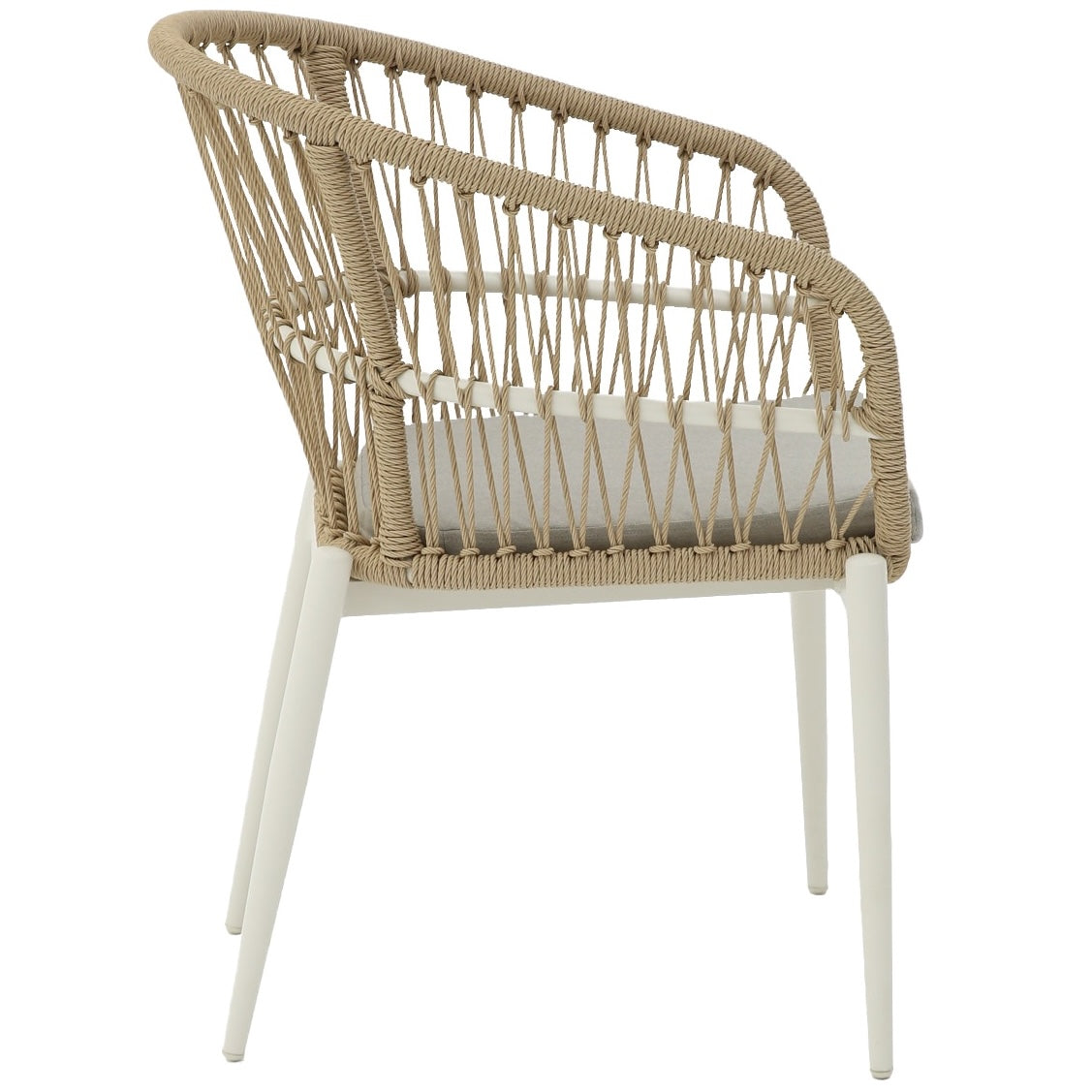 Silla con brazos Richmond aluminio blanco bone y trenzado natural